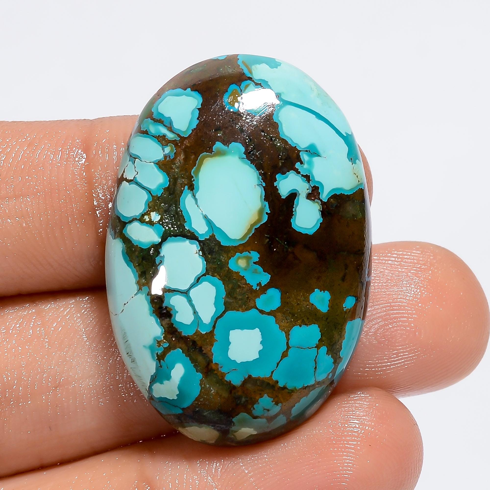 Natural Tibetan Turquoise Gemstone Cabochon Designer Oval Shape Gemstone, Loose Gemstone For Pendent Jewelry Making Supp