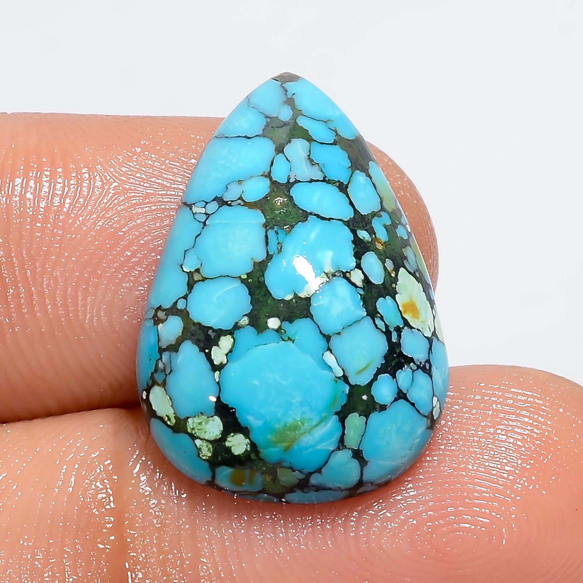 AAA Tibetan Turquoise Gemstone Cabochon, Pear Shape, 9 Cts