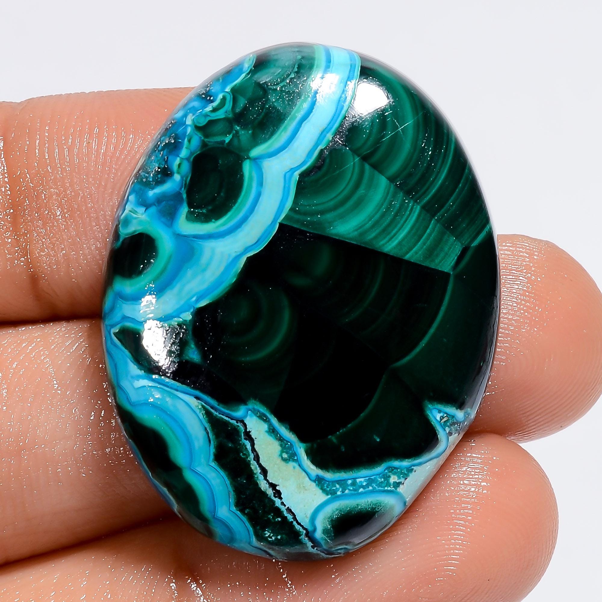 MALACHITE Chrysocolla Gemstone Natural Beautiful Green Oval Shape Malachite Chrysocolla Cabochon, African Loose Pendant 