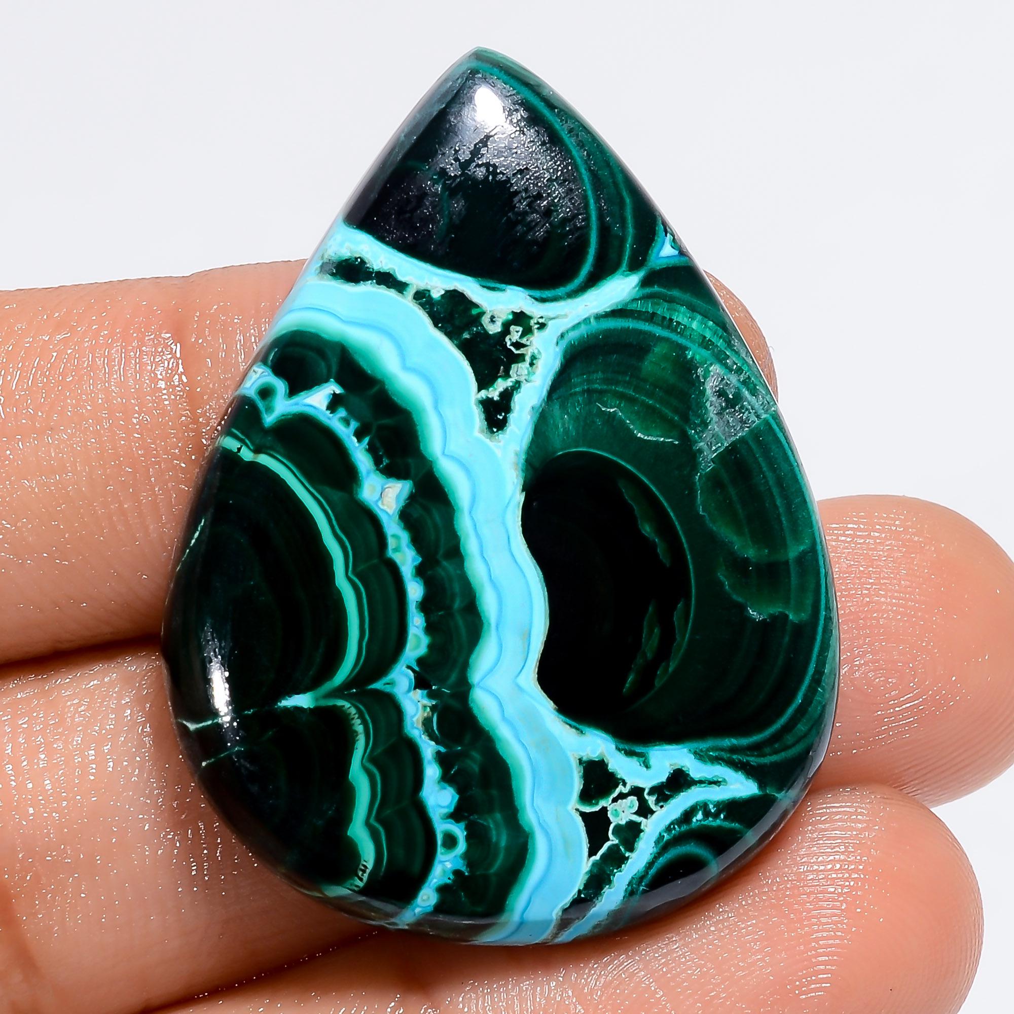 MALACHITE Chrysocolla Gemstone Natural Beautiful Green Pear Shape Malachite Chrysocolla Cabochon, African Loose Pendant 