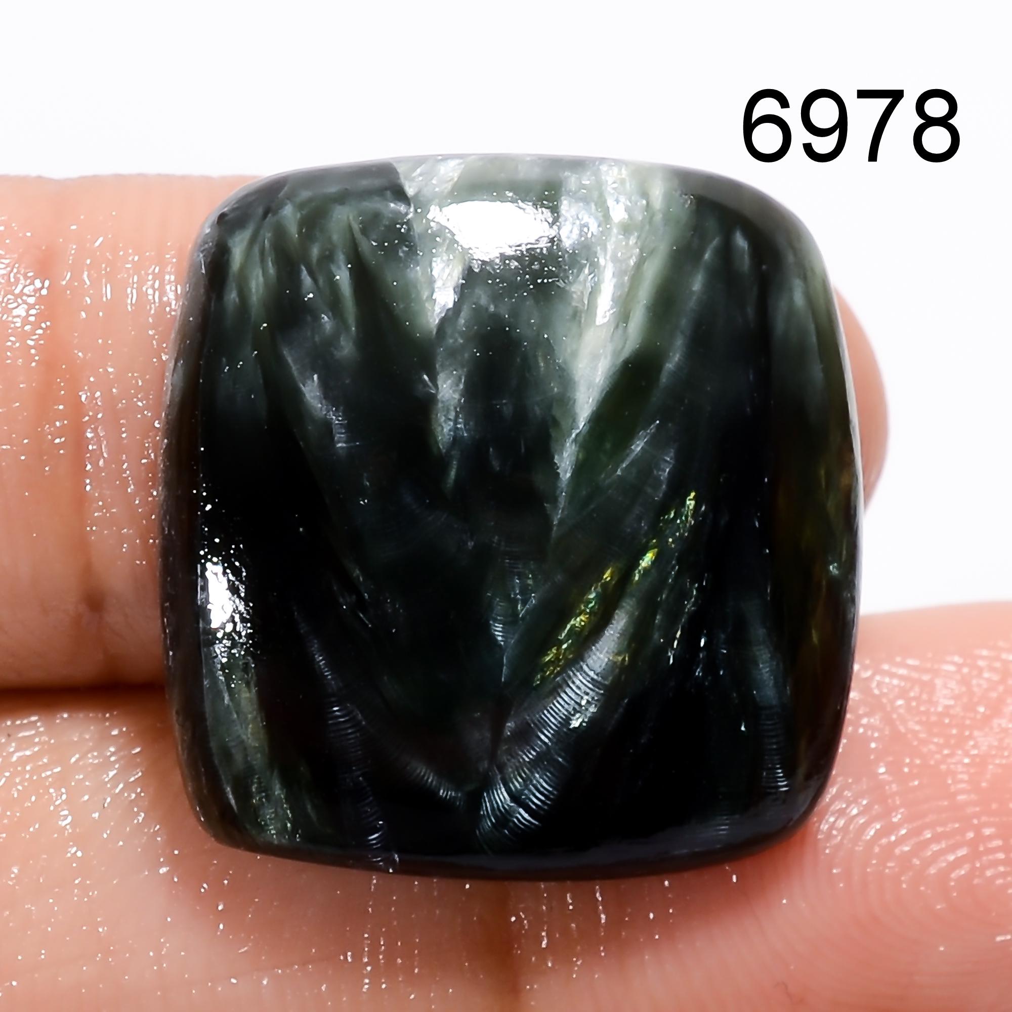 AAA Green Seraphinite Cabochon, Natural Gemstone for Jewelry - image 5