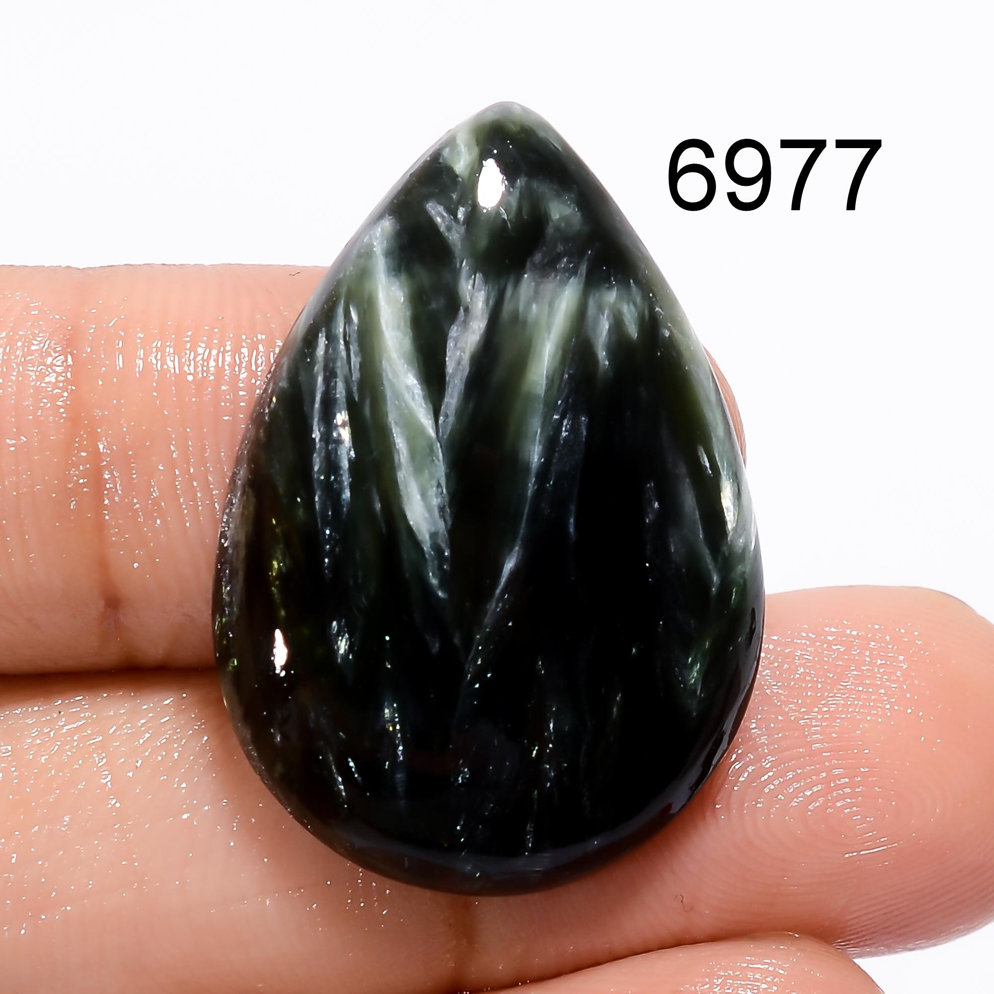 AAA Green Seraphinite Cabochon, Natural Gemstone for Jewelry - image 4