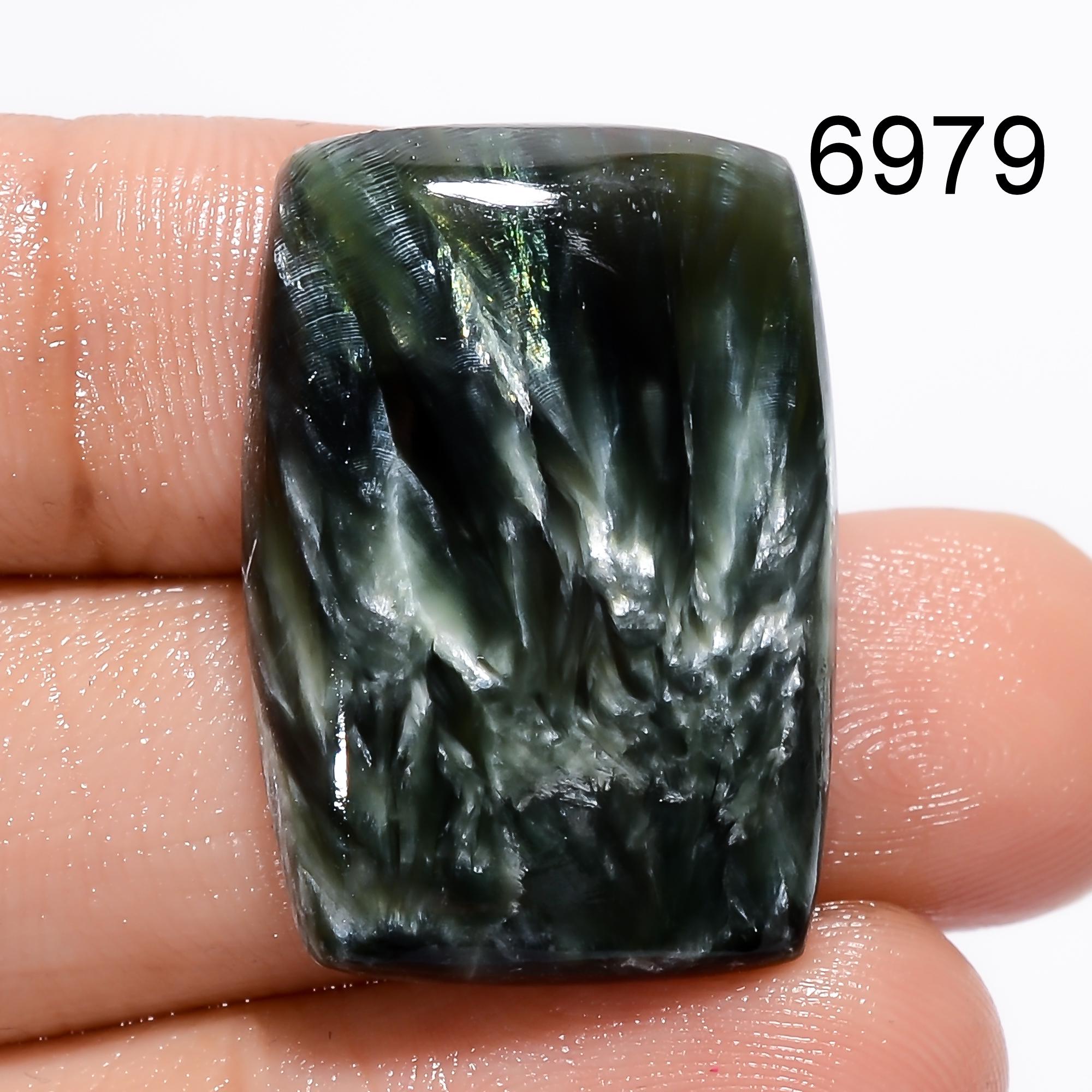 AAA Green Seraphinite Cabochon, Natural Gemstone for Jewelry - image 6