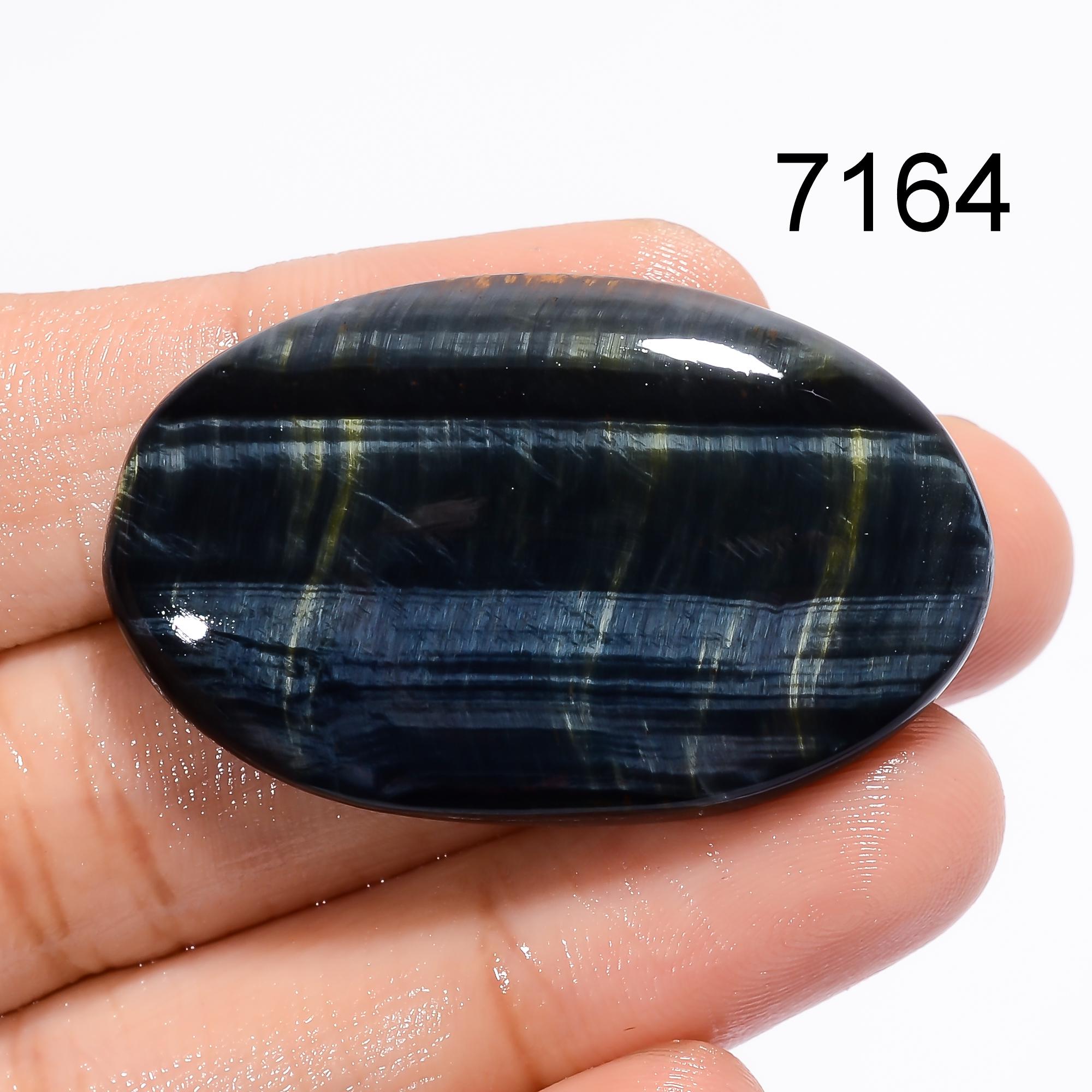 Blue Tiger Eye Gemstone Cabochon, 34Cts Natural Blue Tiger Eye Cabochon, Loose Tiger Eye For Jewelry Making Supply, Chri - image 3
