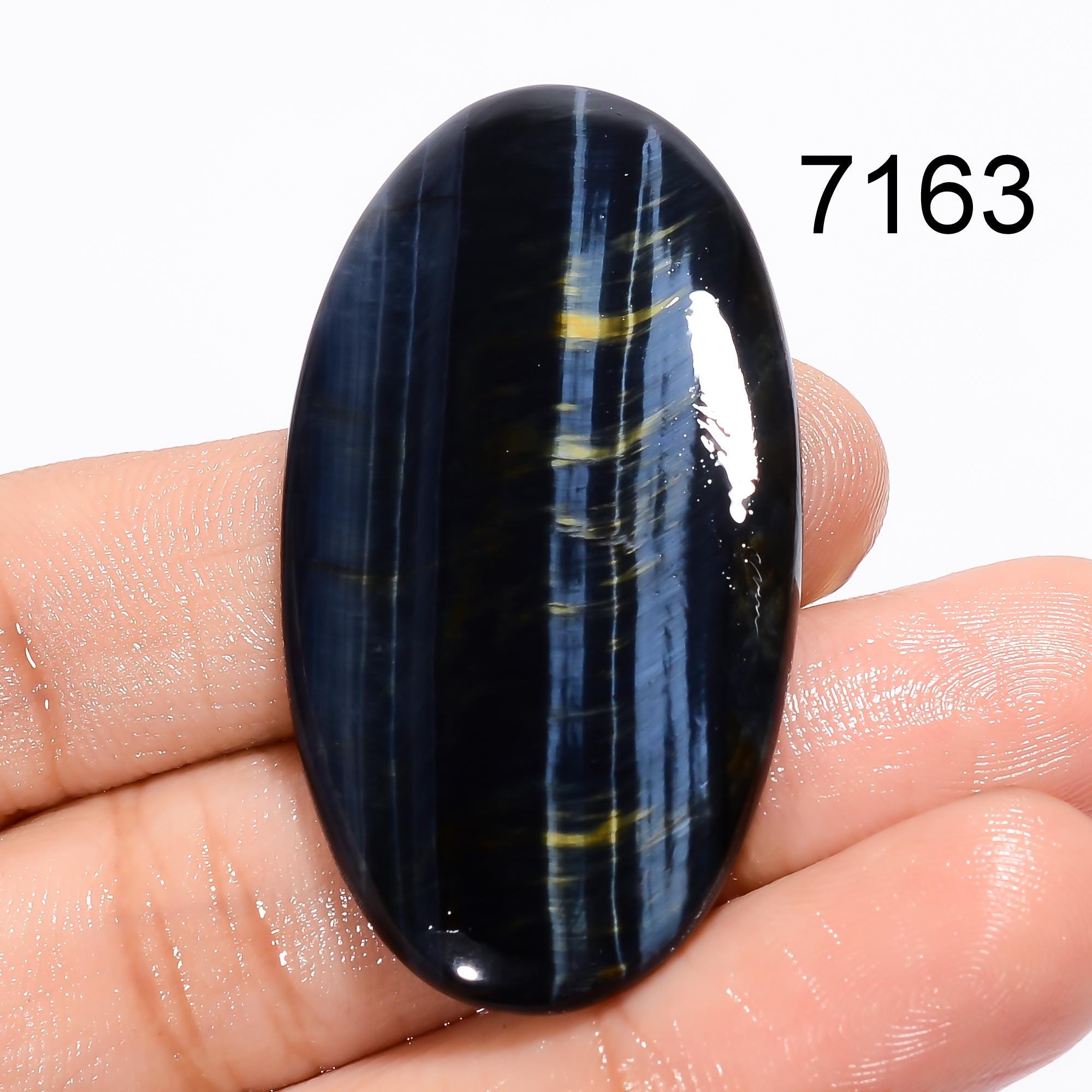 Blue Tiger Eye Gemstone Cabochon, 34Cts Natural Blue Tiger Eye Cabochon, Loose Tiger Eye For Jewelry Making Supply, Chri - image 2