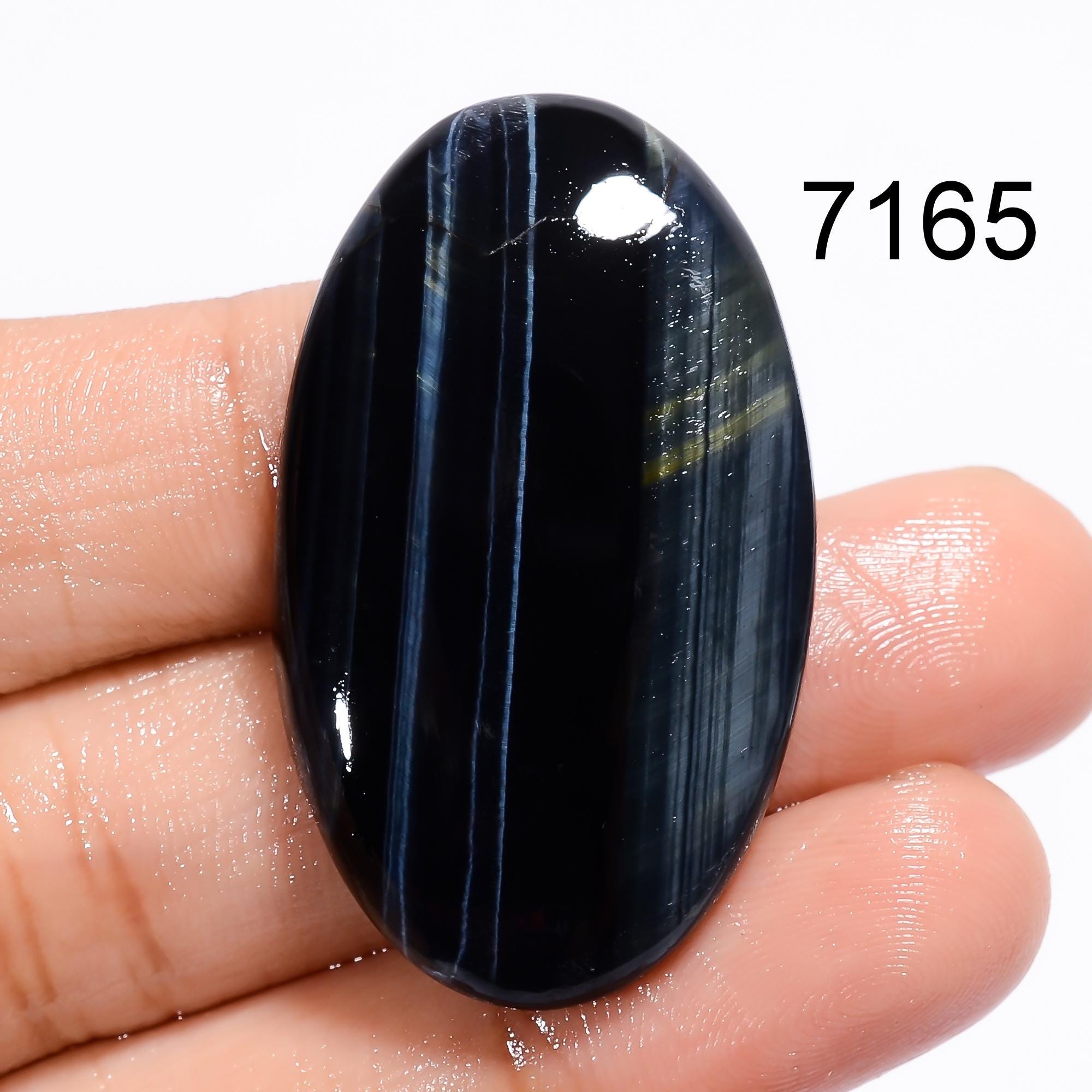 Blue Tiger Eye Gemstone Cabochon, 34Cts Natural Blue Tiger Eye Cabochon, Loose Tiger Eye For Jewelry Making Supply, Chri - image 4