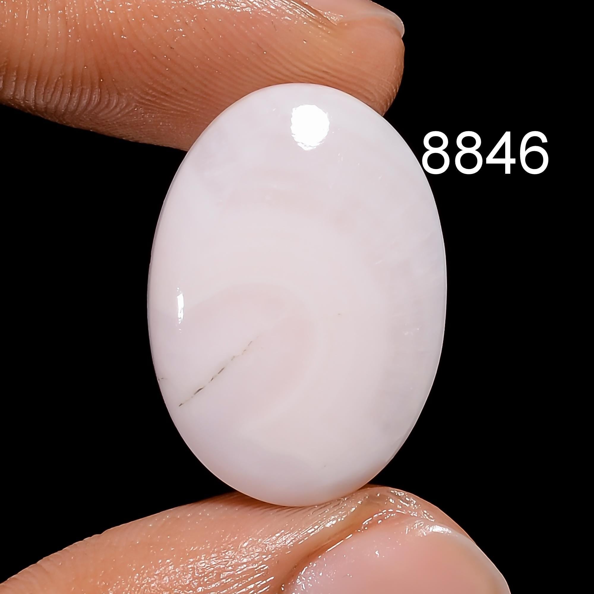 8851-Natural White Agate Cabochon, Teardrop Gemstone - image 4