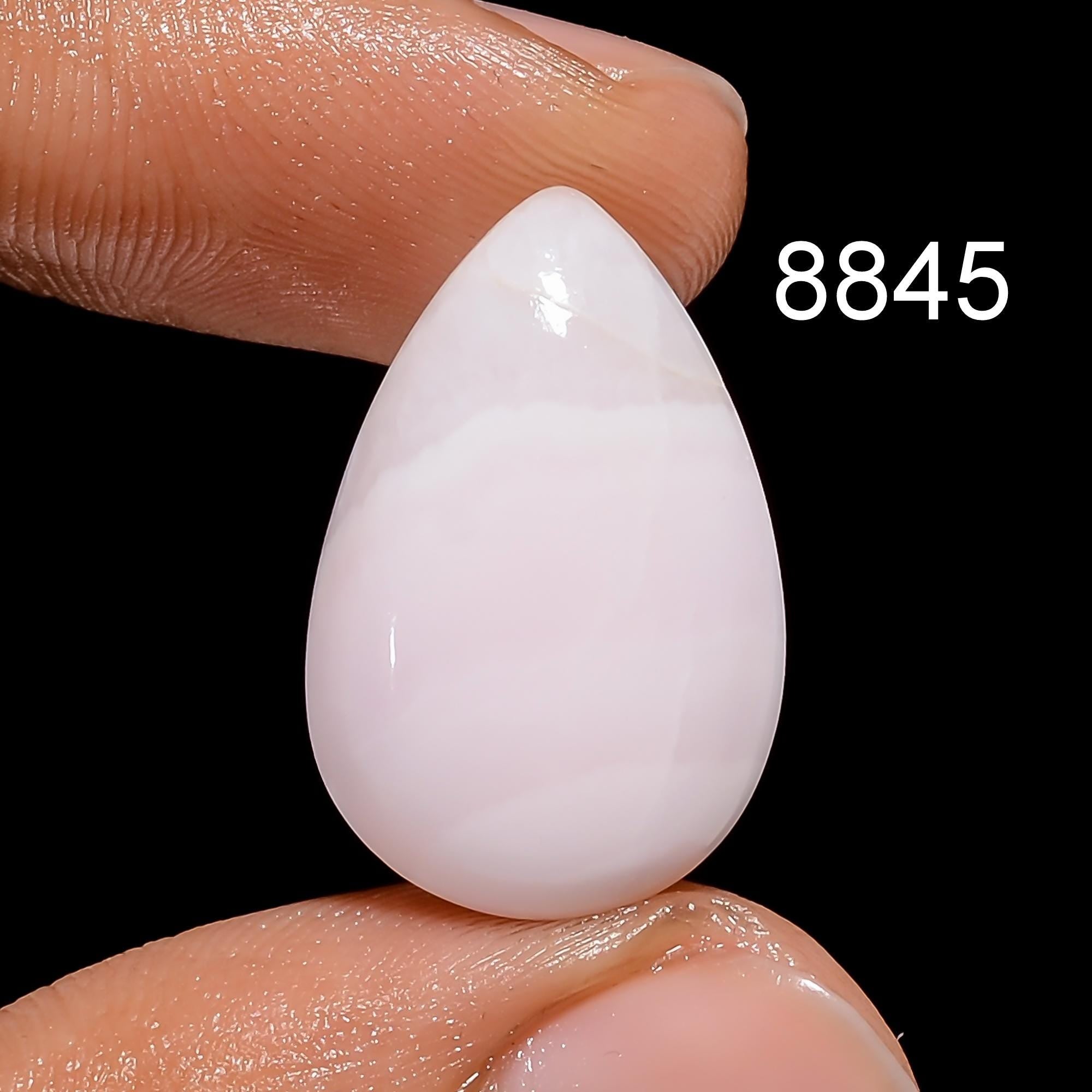 8851-Natural White Agate Cabochon, Teardrop Gemstone - image 3