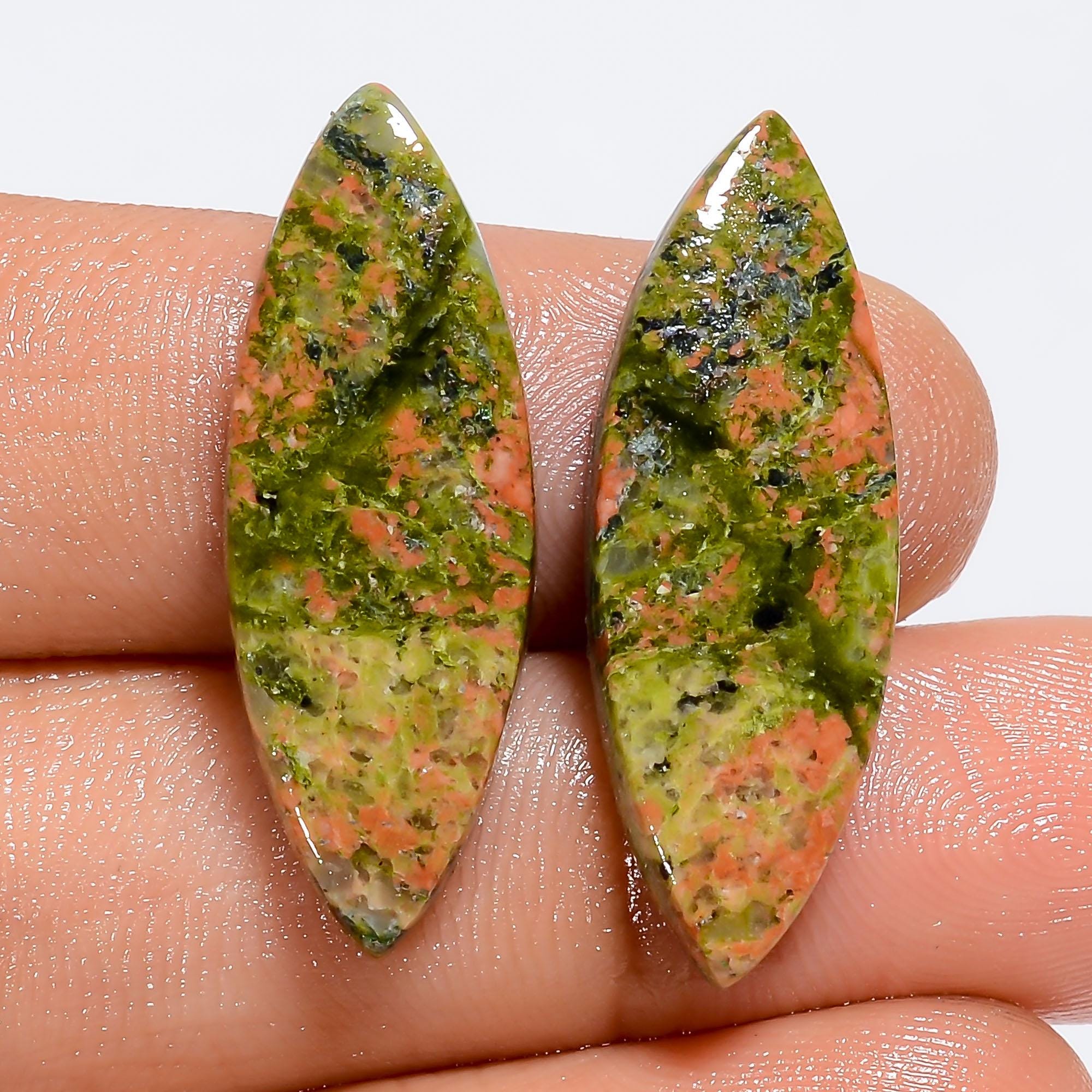Natural Unakite Gemstone Pair, Marquise Shape, Matched Stone, Healing Unakite Gemstone For Earring Jewelry Making Making