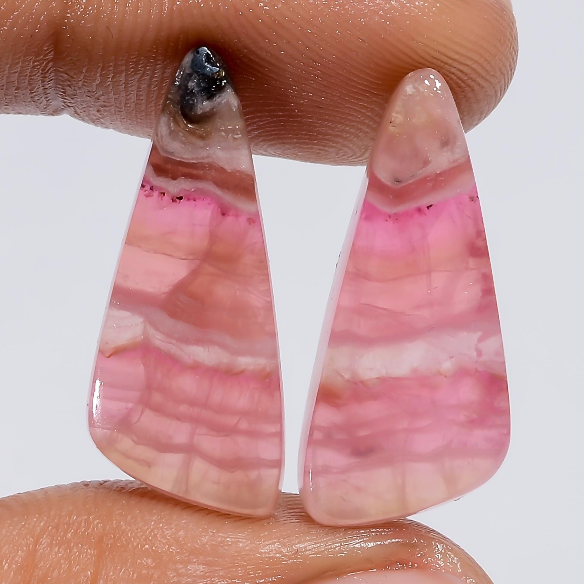 Natural Pink Calcite Gemstone Pair, Fancy Shape Matched Gemstone, Healing Calcite Crystals, Birthstone, For Earring Jewe
