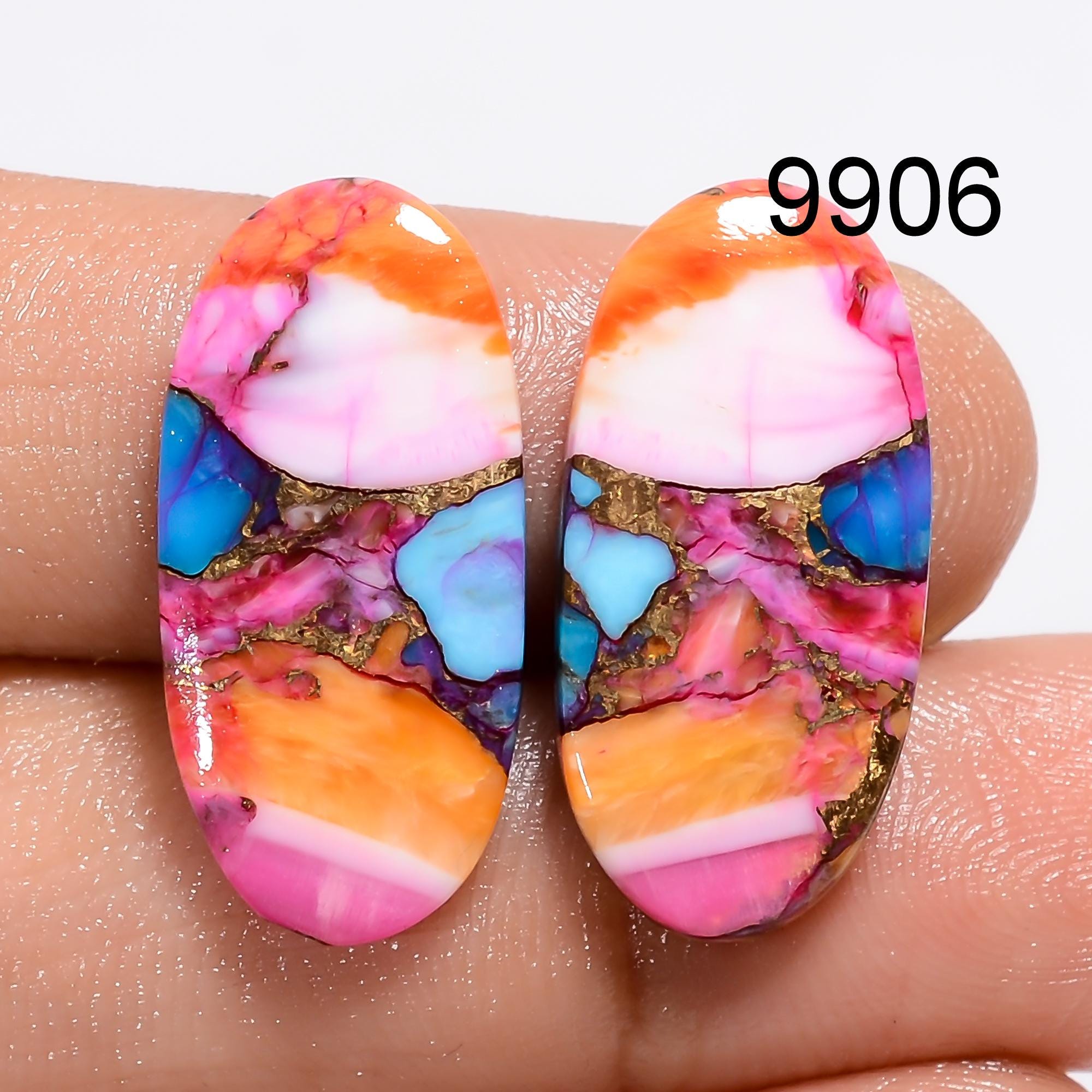AAA Mohave Copper Turquoise Gemstone Pair, Earring Cabochons - image 6