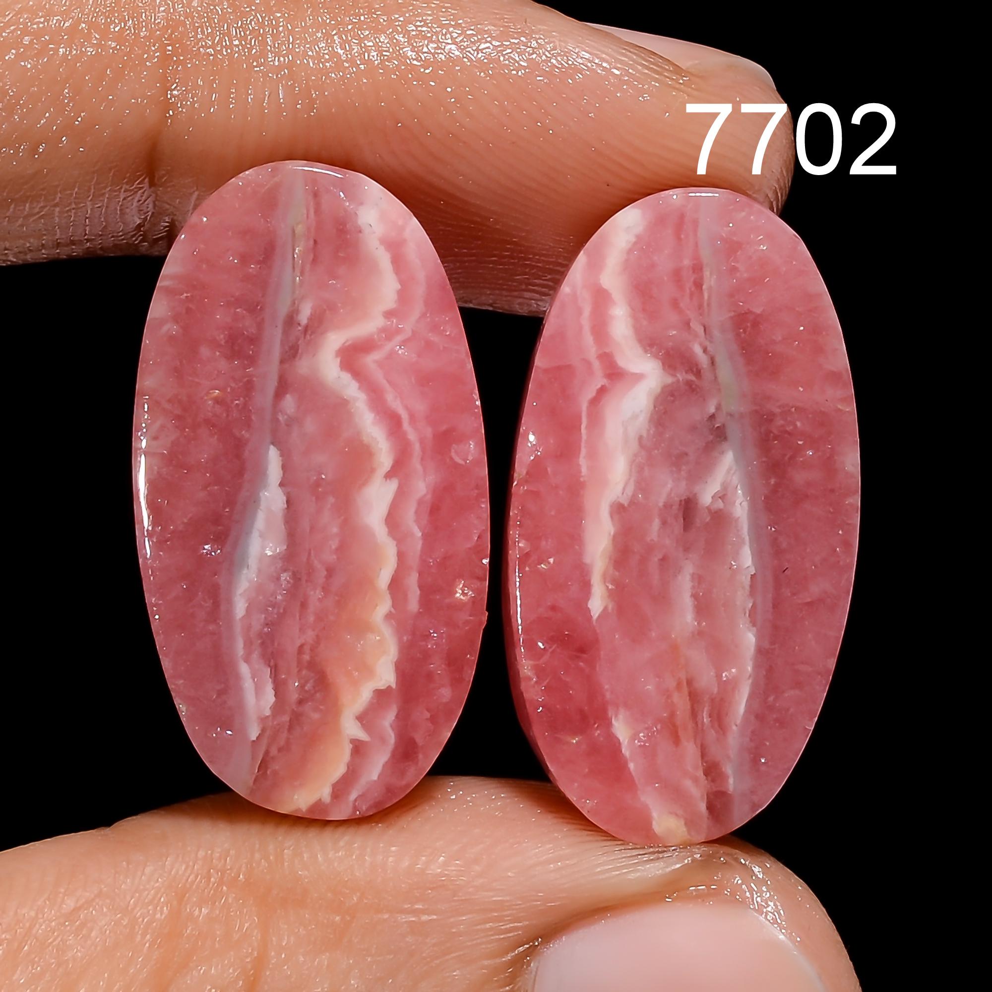 Natural Rhodochrosite Gemstone Cabochon Pair, Loose Gemstone For Jewelry Making