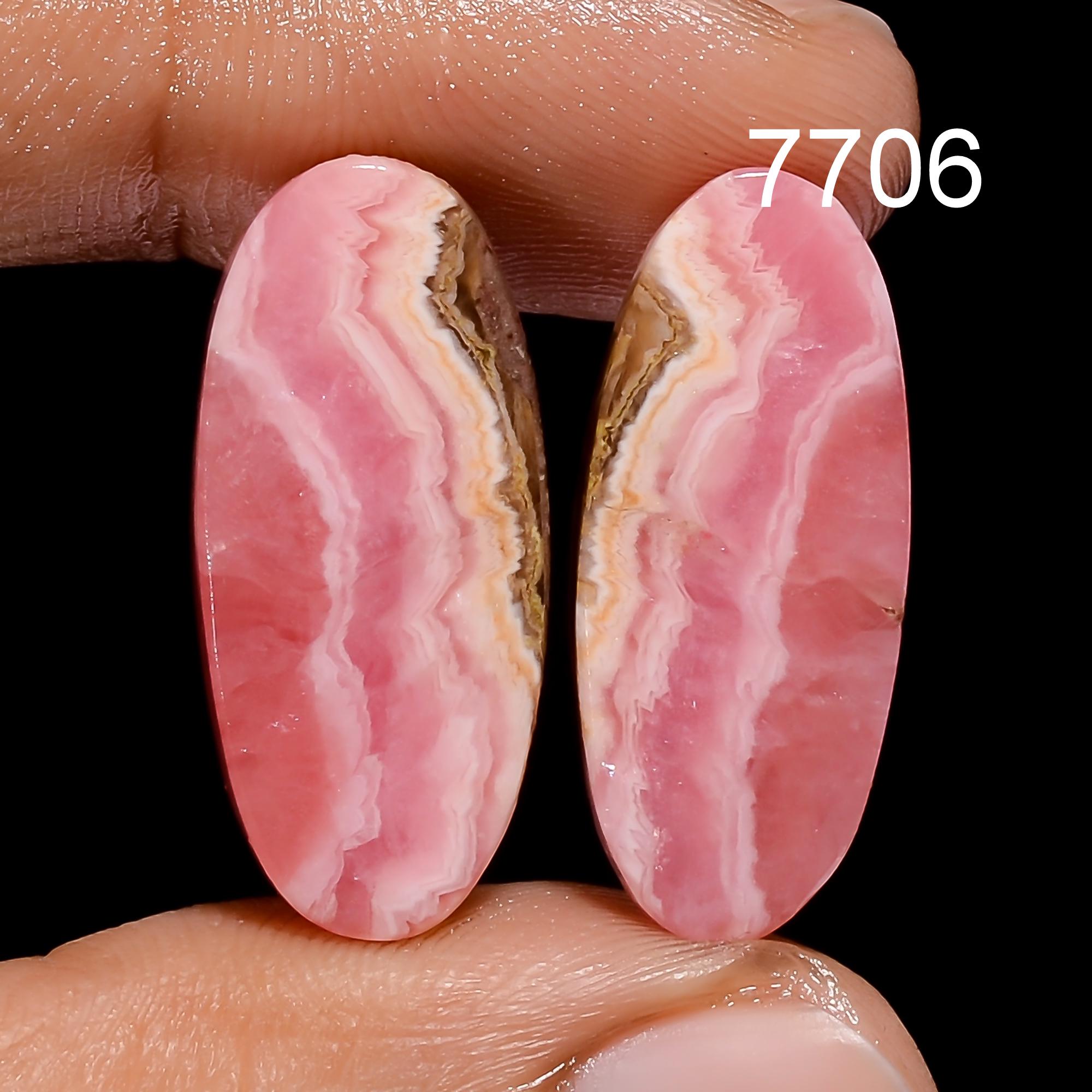 Natural Rhodochrosite Gemstone Cabochon Pair, Loose Gemstone For Jewelry Making - image 4