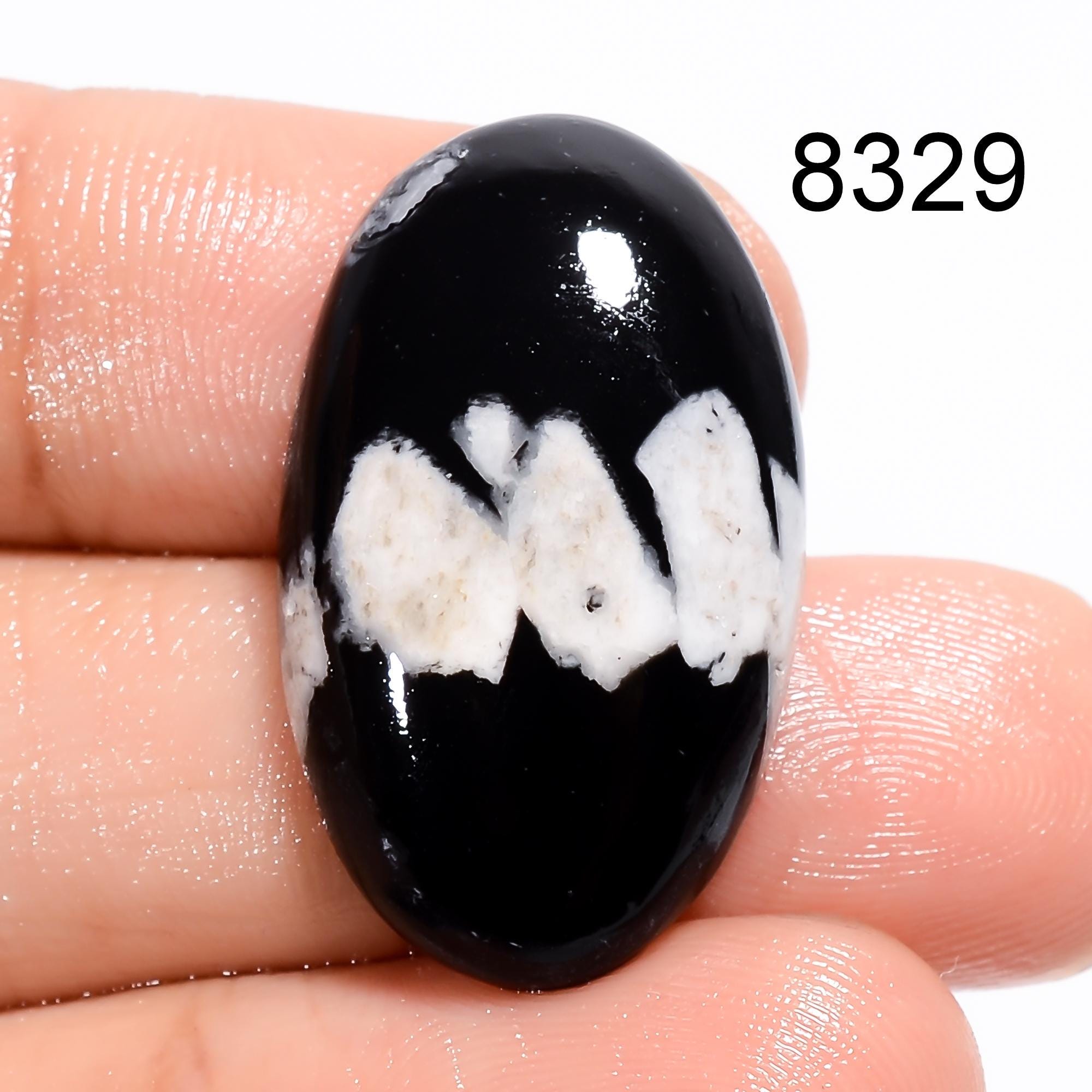 Natural Black Chrysanthemum Cabochon Loose Smooth Polished Gemstone