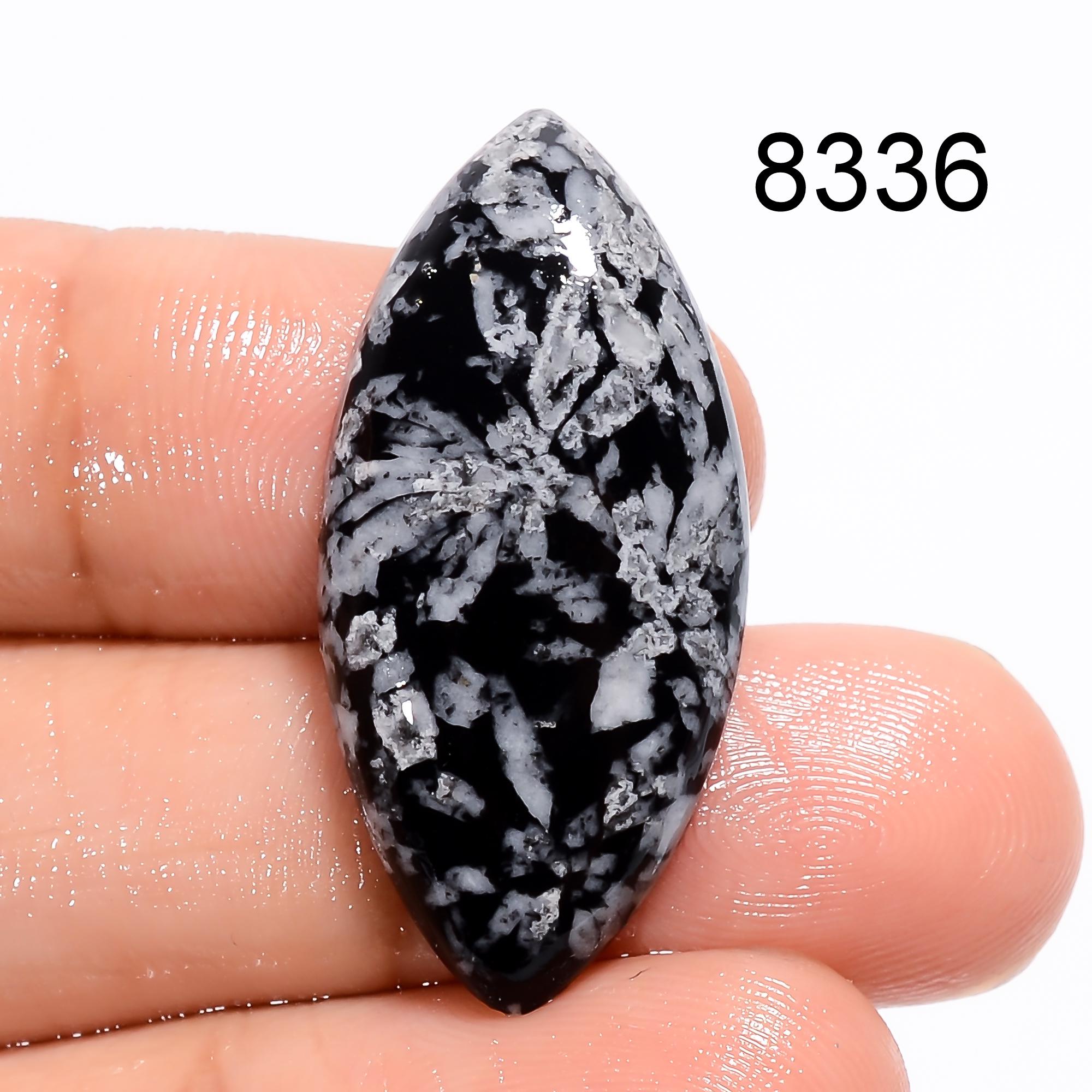 Natural Black Chrysanthemum Cabochon Loose Smooth Polished Gemstone - image 6