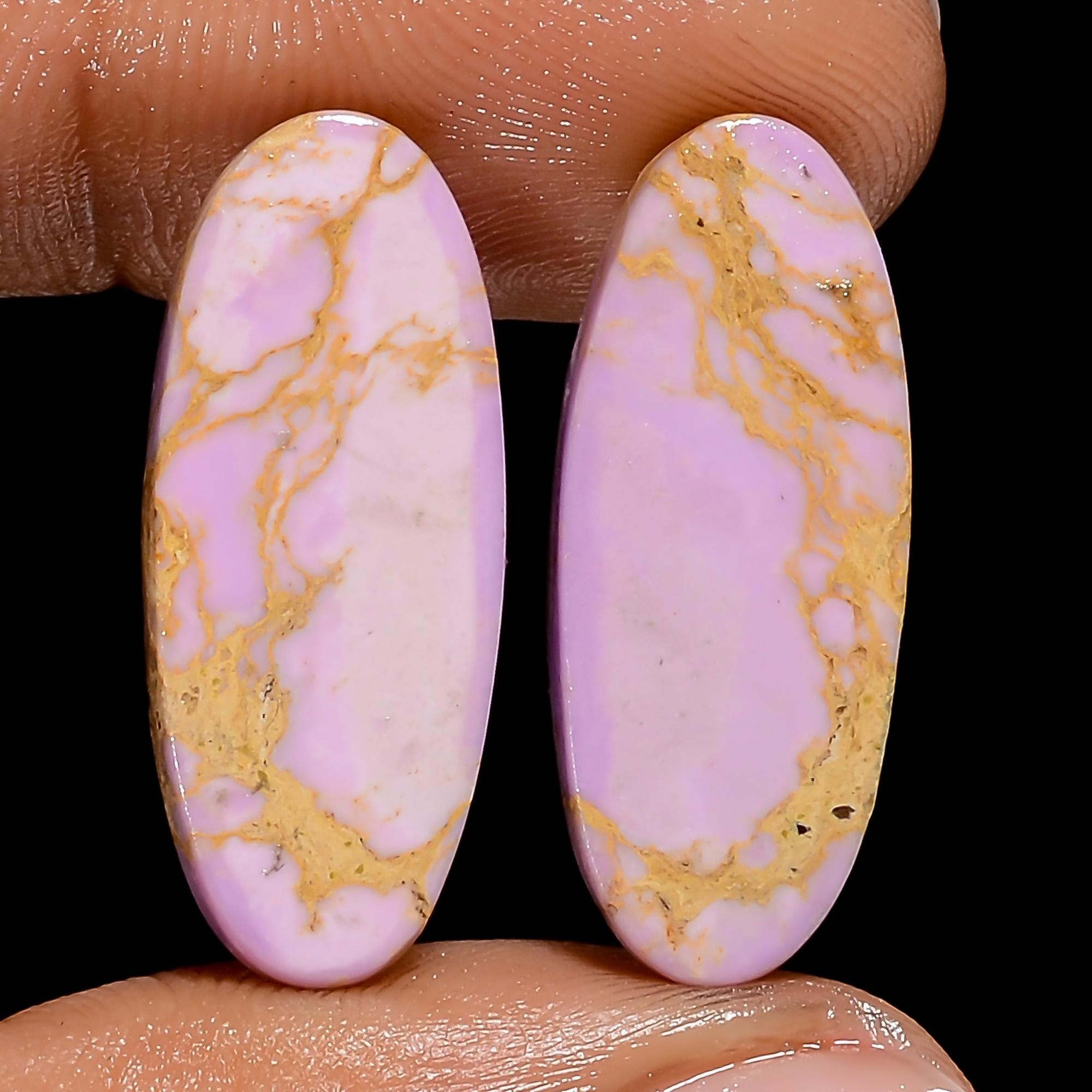 Natural Oval Phosphorite Gemstone Pair, Matched Earring Stone, AAA Quality - image 3
