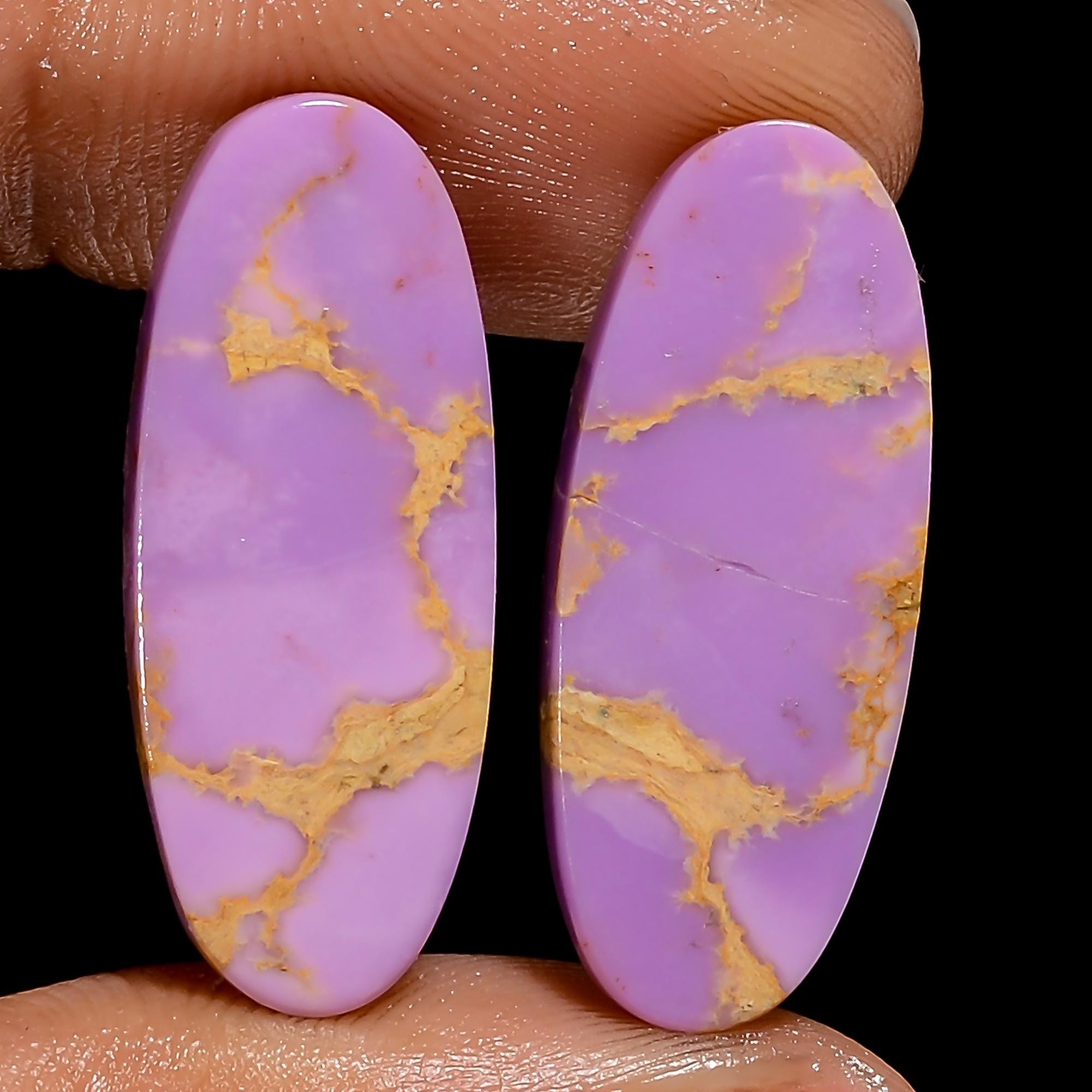 Natural Oval Phosphorite Gemstone Pair, Matched Earring Stone, AAA Quality - image 2