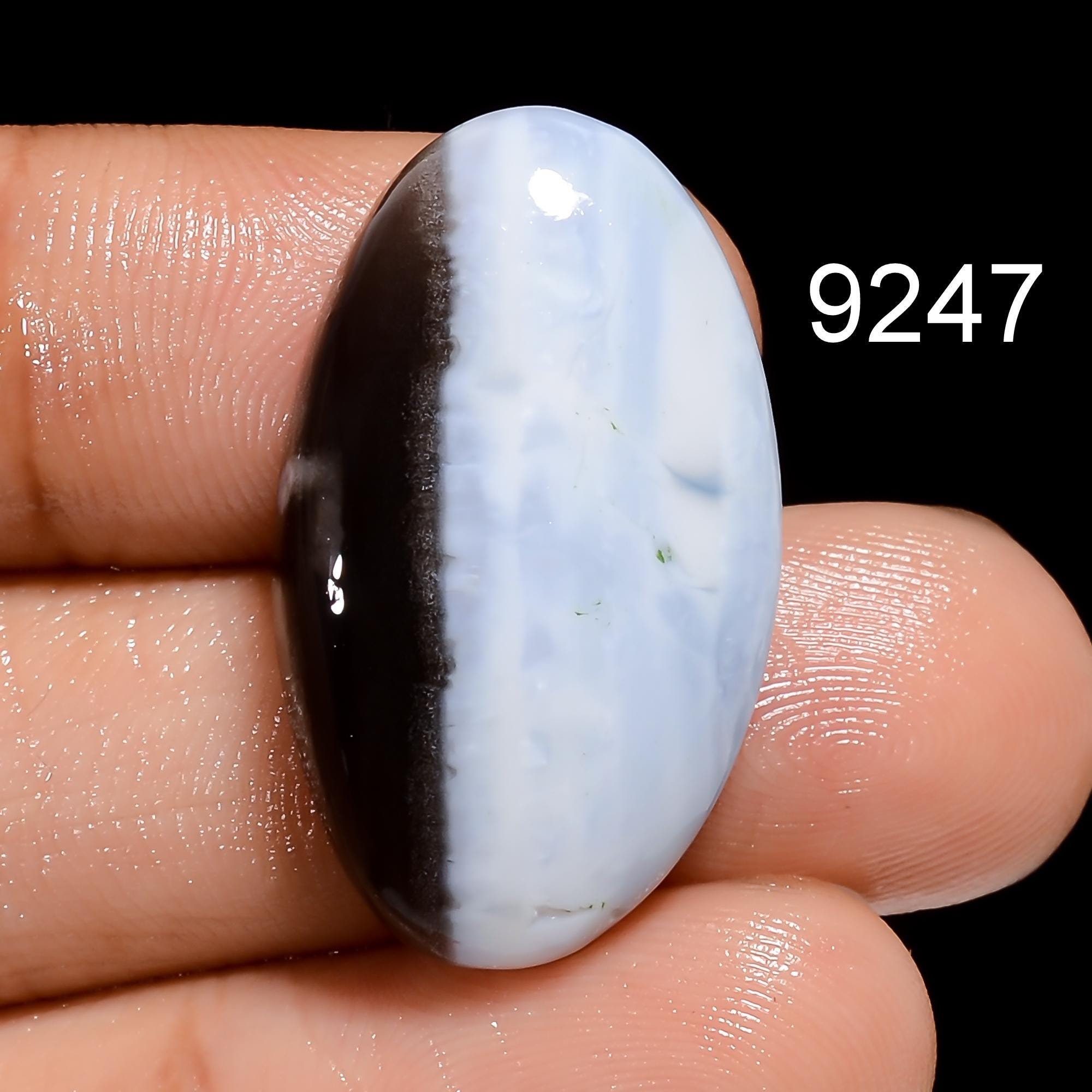 Blue Owyhee Opal Gemstone, Owyhee Blue Opal Cabochon Oval Shape Gemstone For Pendent Jewelry Making Supply, Healing Crys