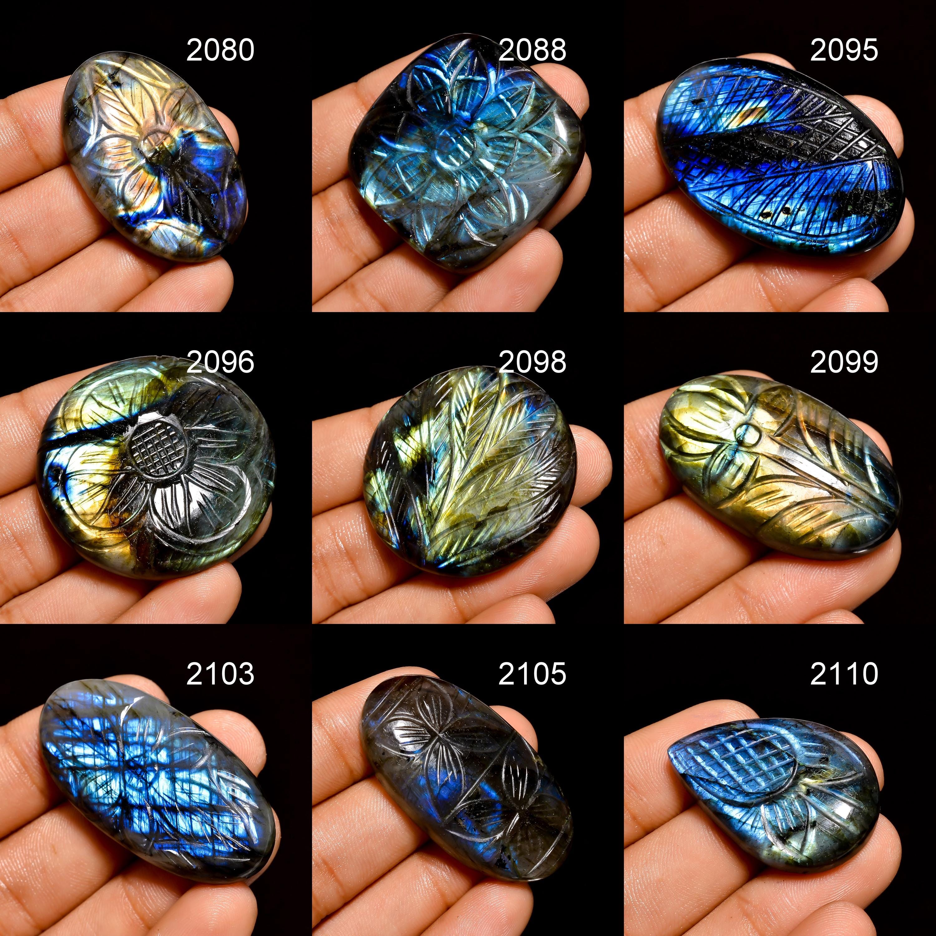 Natural Labradorite Fancy Carving Gemstone, Mix Shape Labradorite Carved Cabochon. - image 3