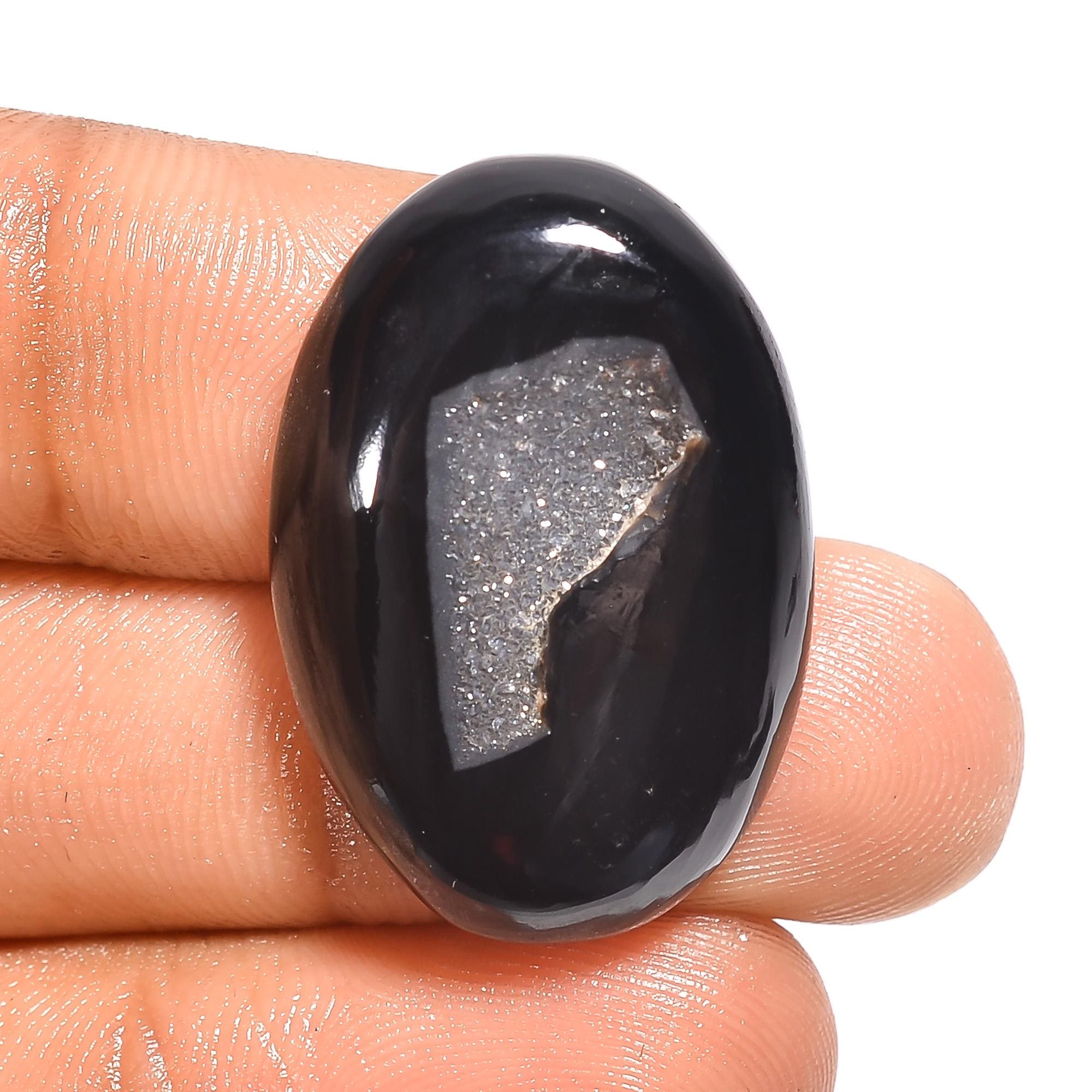 Black Onyx Druzy Gemstone: Mix Shape Chalcedony, AAA Quality Healing Crystal