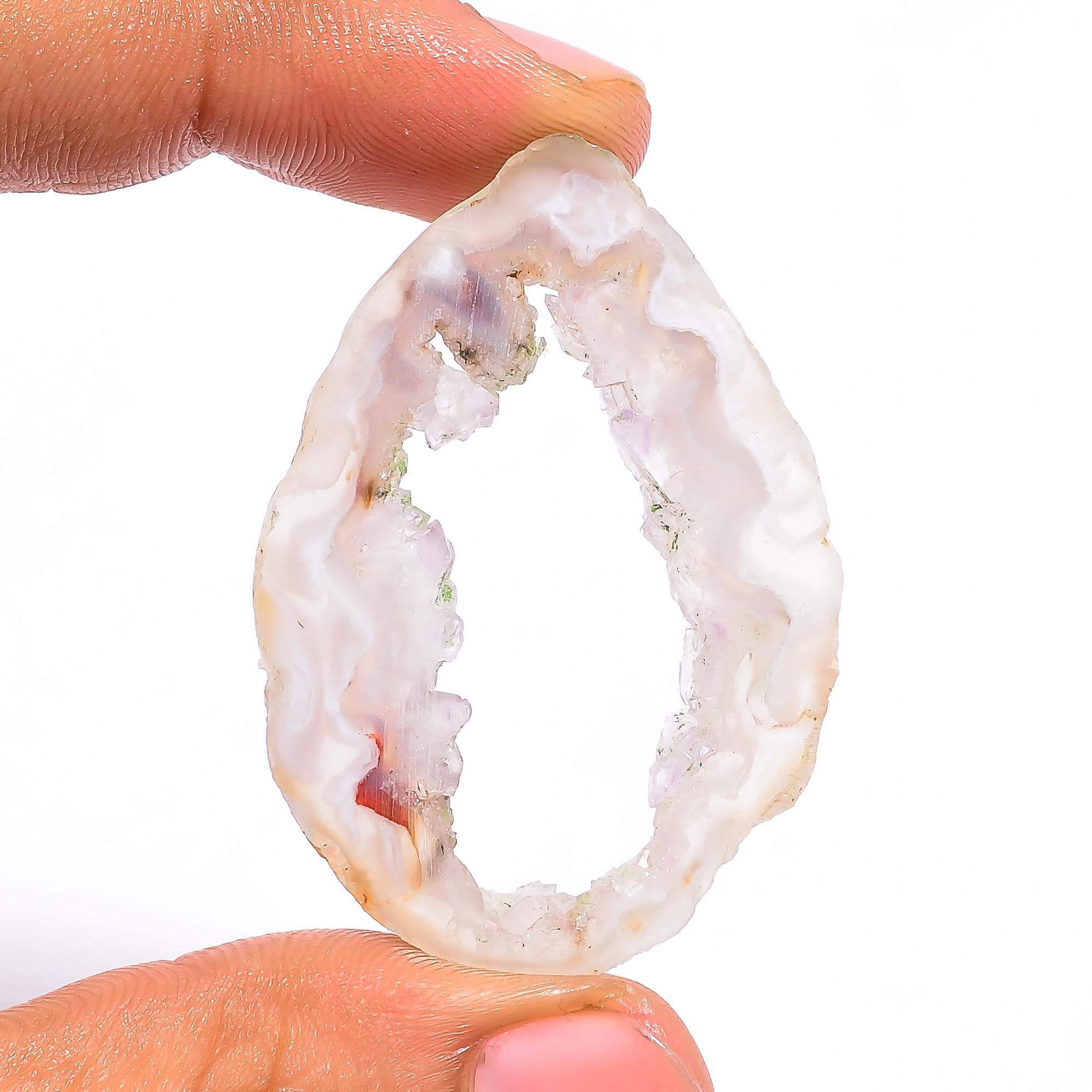 AAA Cavity Druzy Gemstone Slice, Natural Designer Pendant (45X31X4/55X24X4 mm) - image 2
