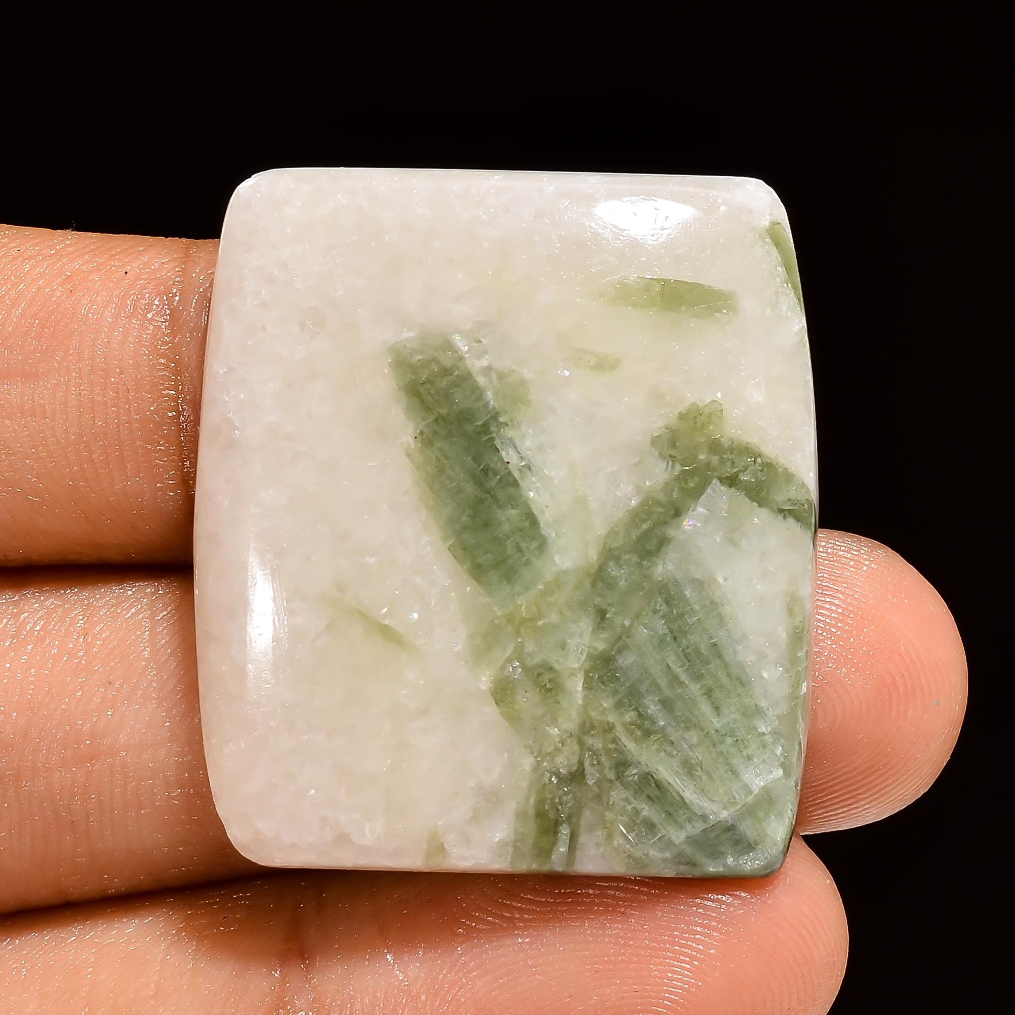 Natural Green Tourmaline Quartz Gemstone, Green Tourmaline Cabochon, Tourmaline Loose Gemstone Cabochon For Pendent Jewe