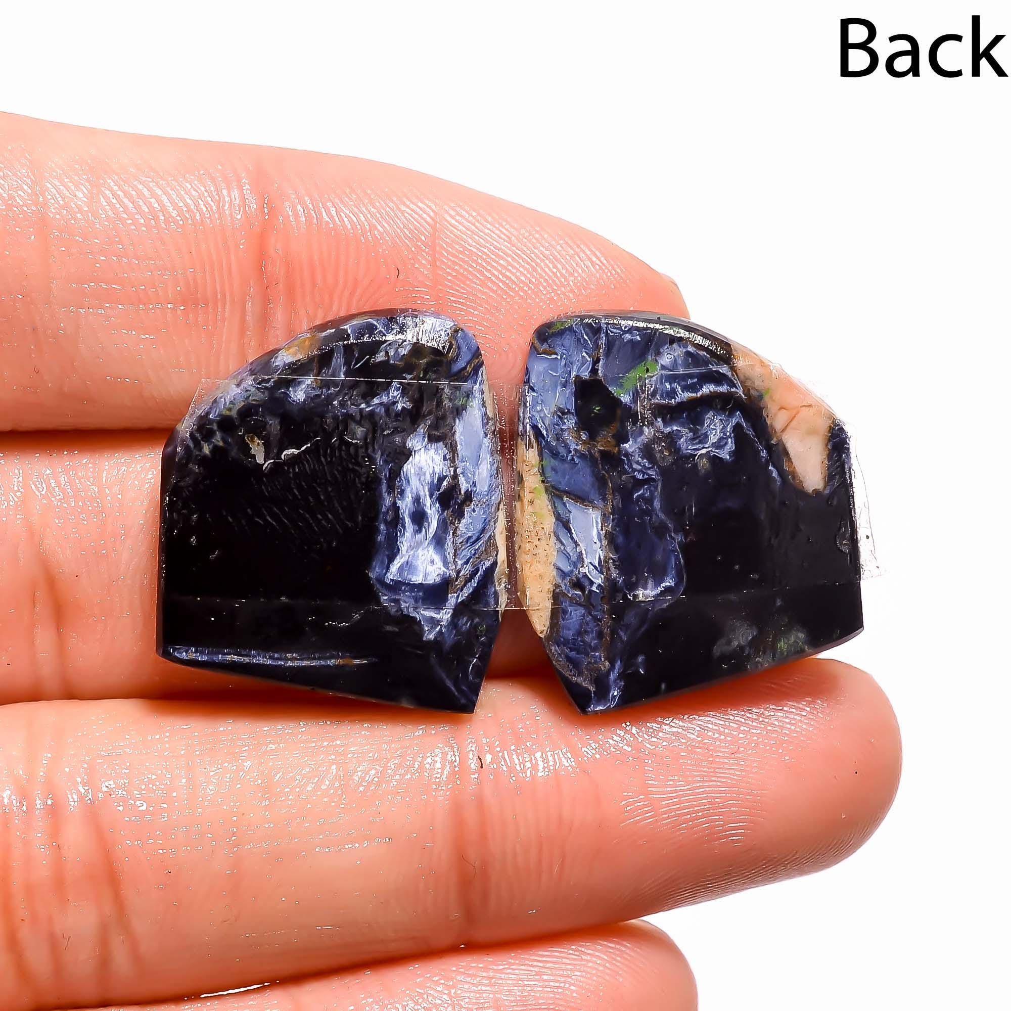 Pietersite Gemstone Pair, Matched Cabochons, Designer Mix Shape, 30.5 Cts - image 2