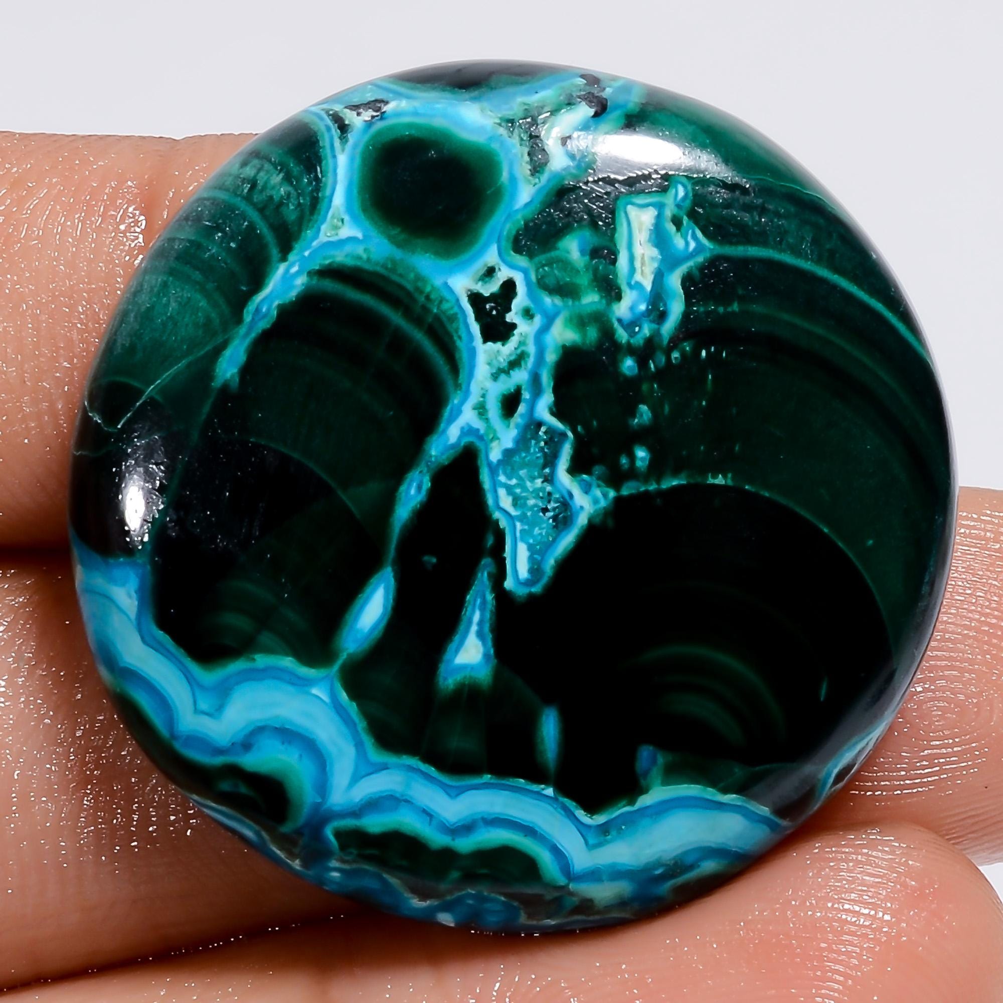 MALACHITE Chrysocolla Gemstone Natural Beautiful Green Round Shape Malachite Chrysocolla Cabochon African Loose Pendant 
