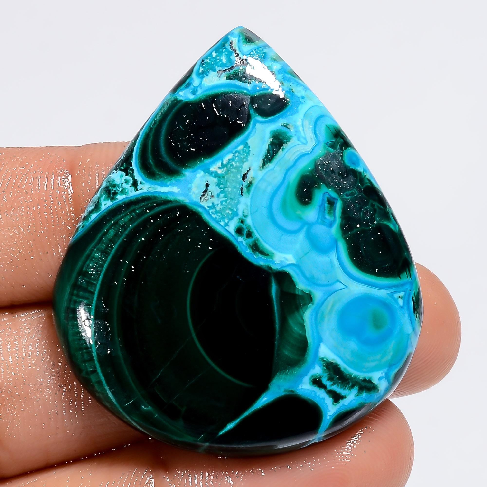MALACHITE Chrysocolla Gemstone Natural  Green Heart Shape Malachite Chrysocolla Cabochon, African Loose Pendant Gemstone