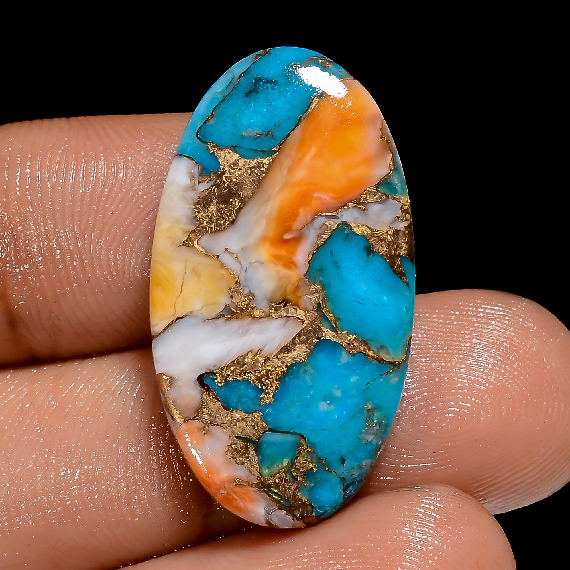 Oyster Copper Turquoise Cabochon, Oval Shape Loose Gemstone For Jewelry Making Supply, Dahlia Turquoise Gemstone, Healin
