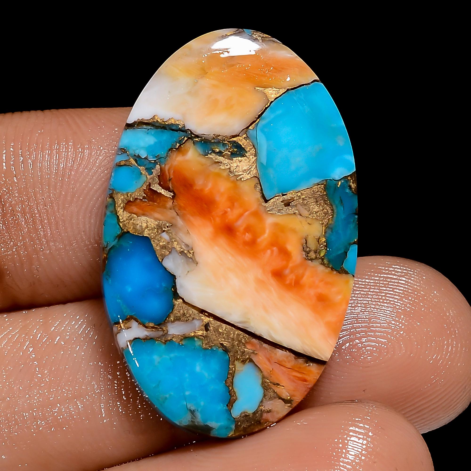 Oyster Copper Turquoise Cabochon, Oval Shape Loose Gemstone For Jewelry Making Supply, Dahlia Turquoise Gemstone, Healin