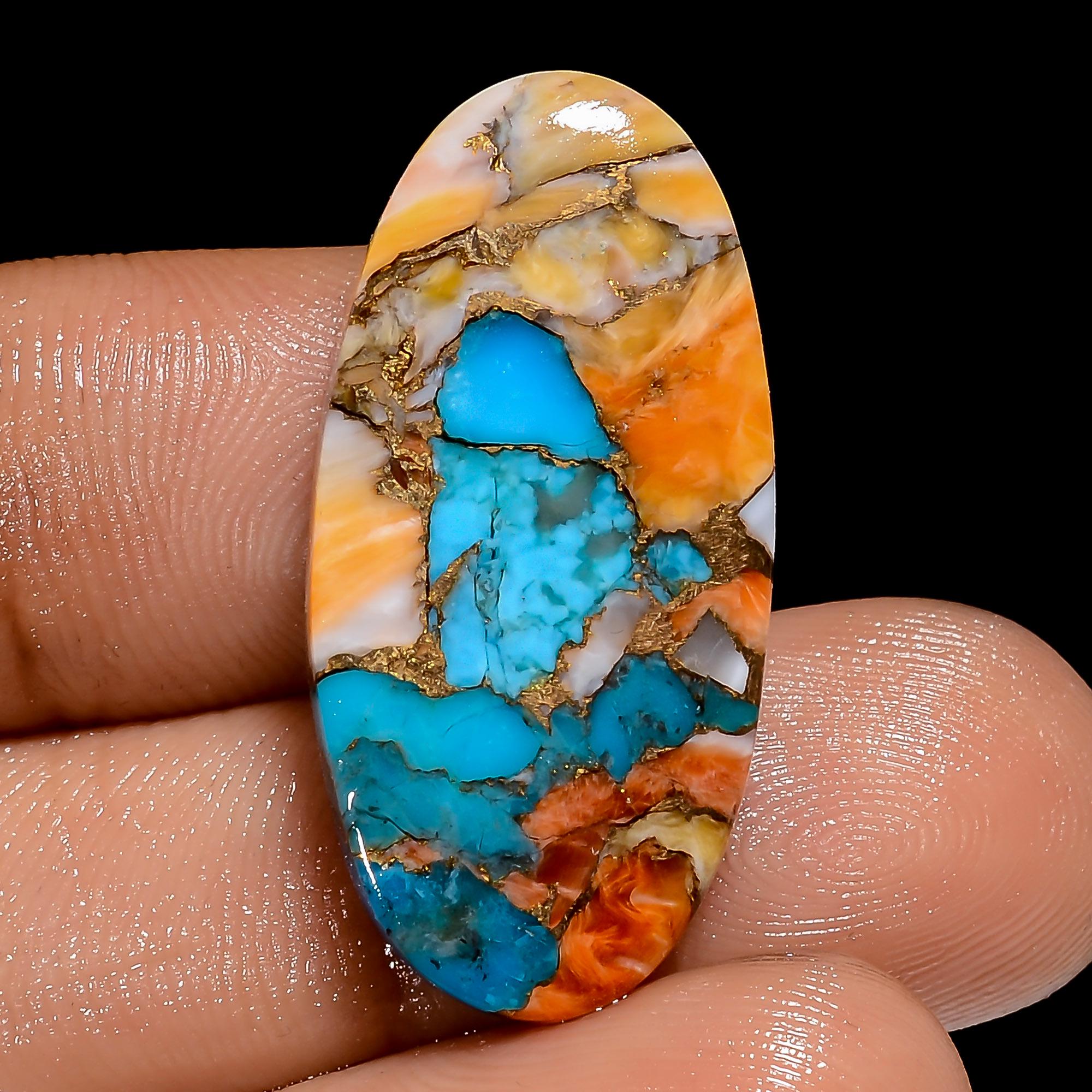 Oyster Copper Turquoise Cabochon, Oval Shape Loose Gemstone For Jewelry Making Supply, Dahlia Turquoise Gemstone, Healin