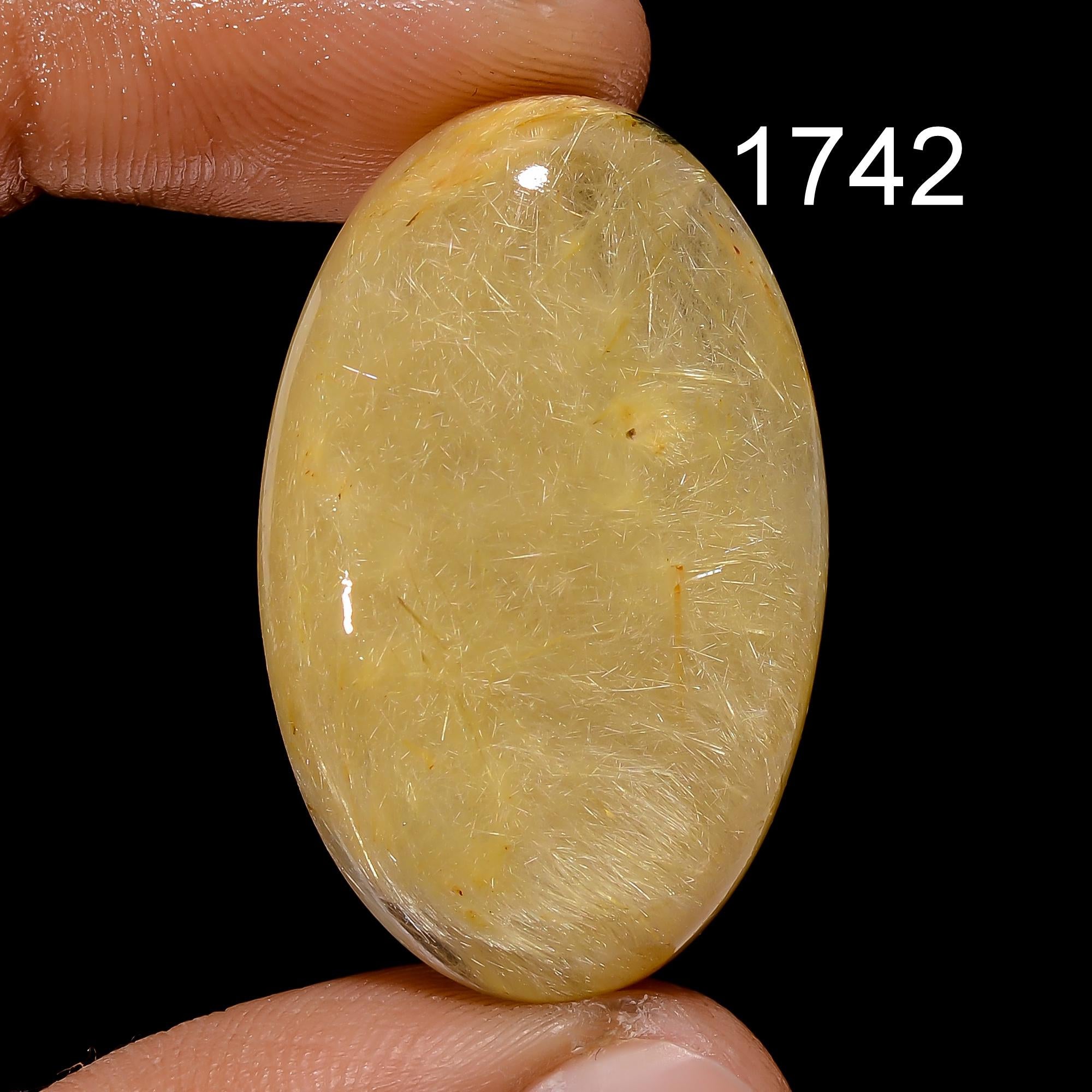 Natural Golden Rutile Quartz Cabochon, Mix Gemstone Pendant Jewelry Making Healing Crystal.