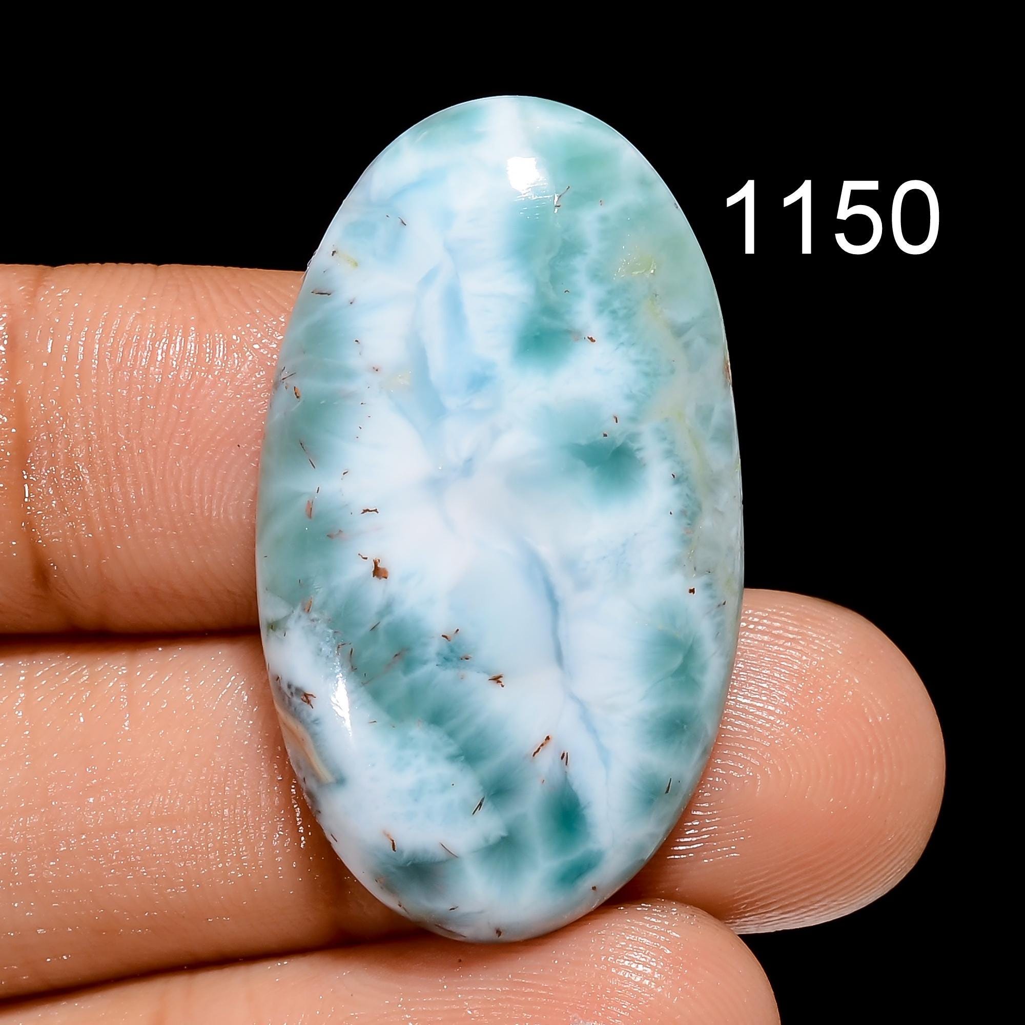 Natural Larimar Cabochon Gemstone, AAA Quality Blue Dominican Larimar for Jewelry Making - image 3
