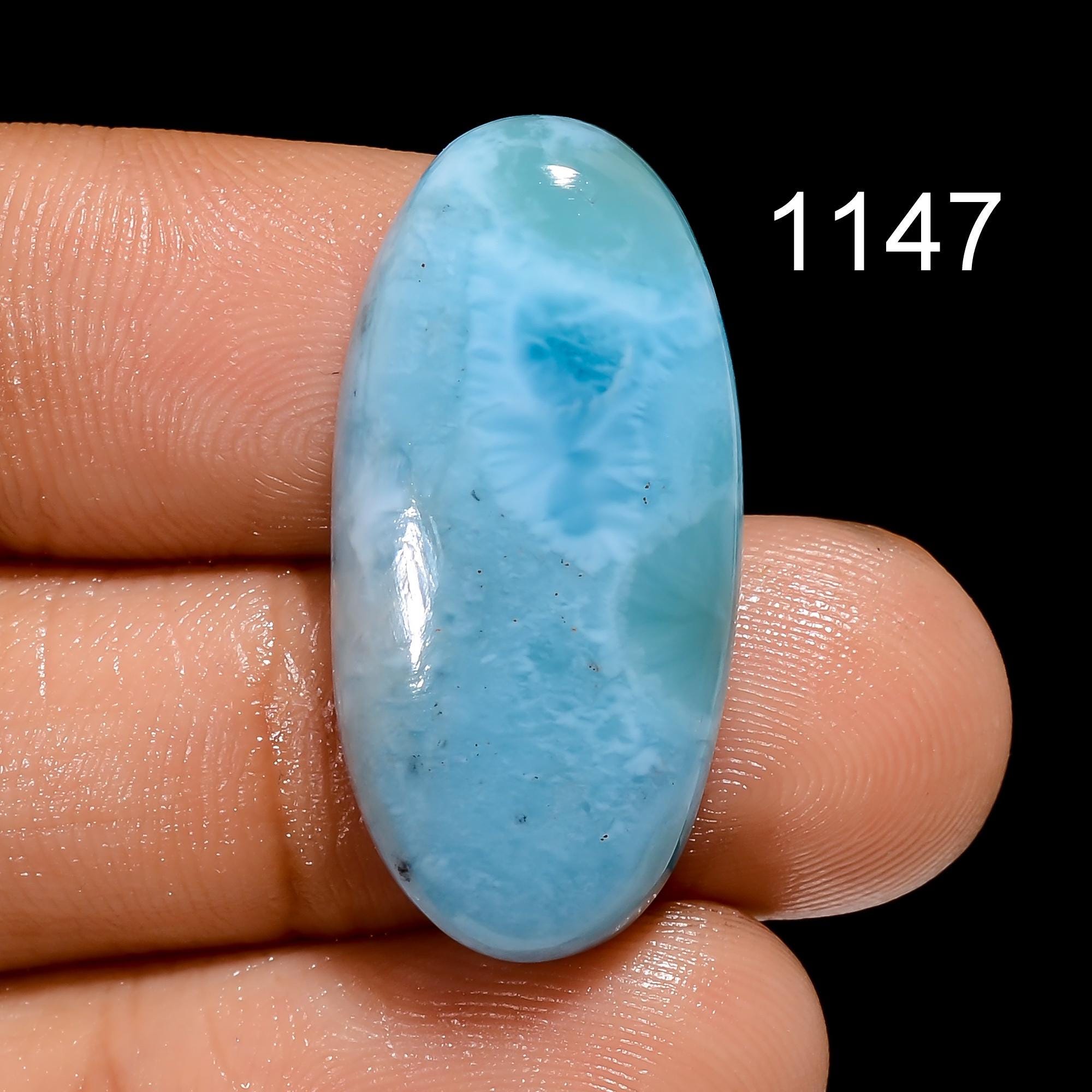 Natural Larimar Cabochon Gemstone, AAA Quality Blue Dominican Larimar for Jewelry Making - image 2