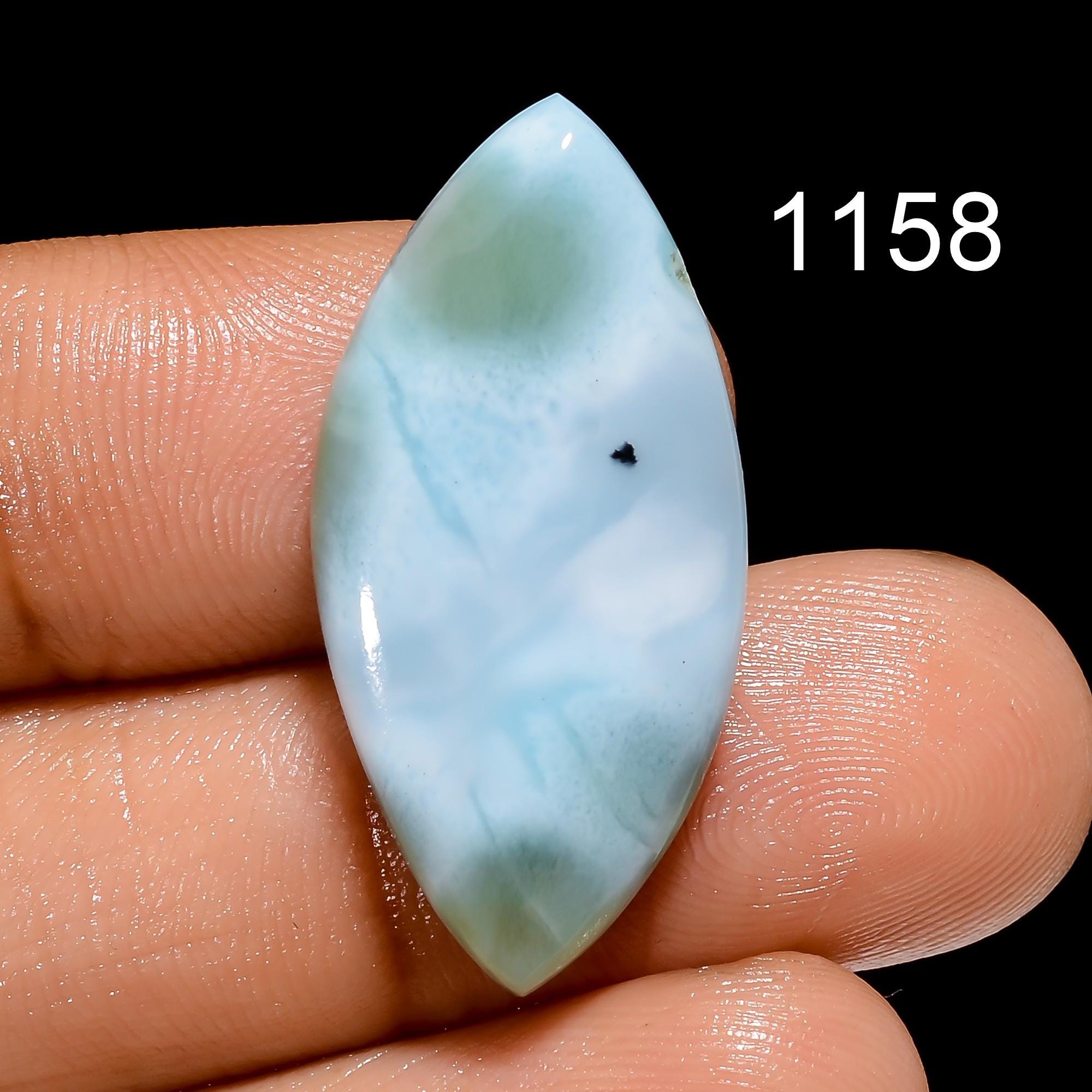 Natural Larimar Cabochon Gemstone, AAA Quality Blue Dominican Larimar for Jewelry Making - image 6