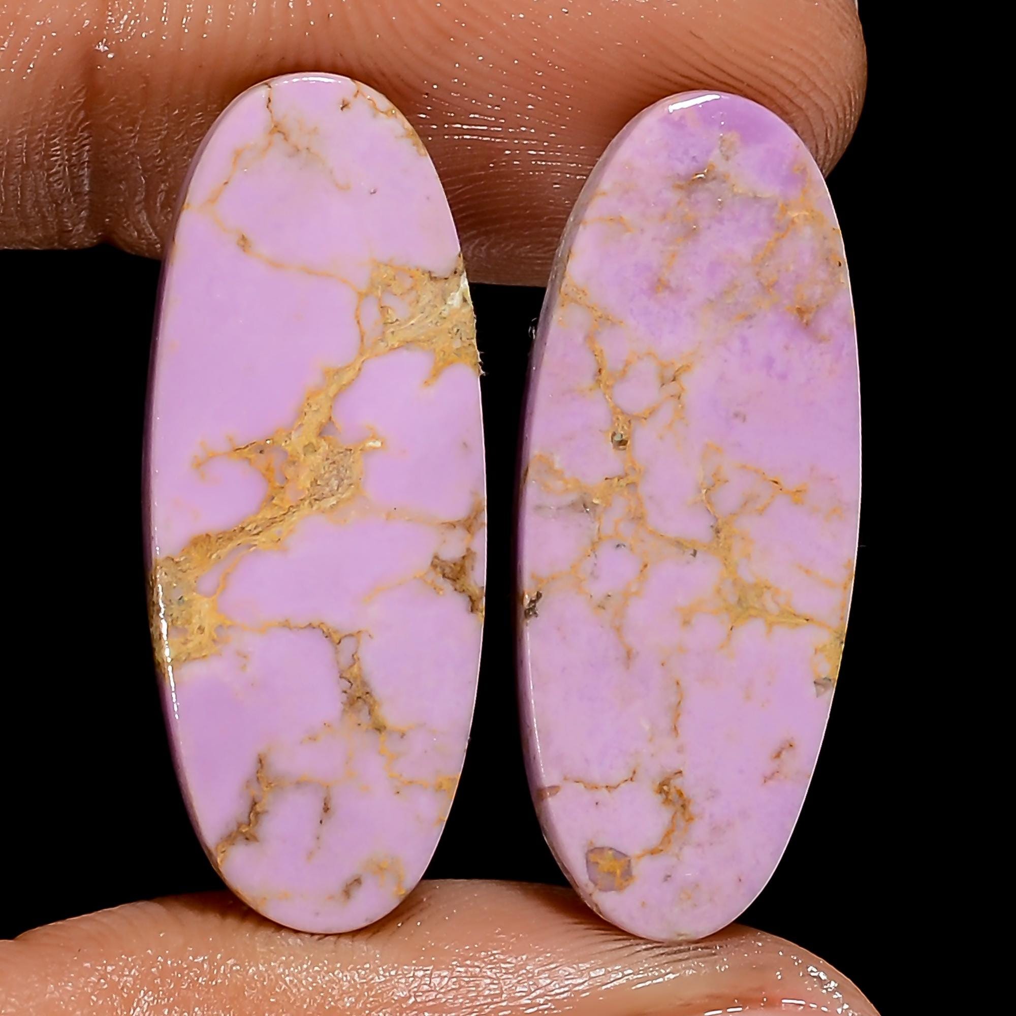 Natural Oval Phosphorite Gemstone Pair, Matched Earring Stone, AAA Quality - image 4