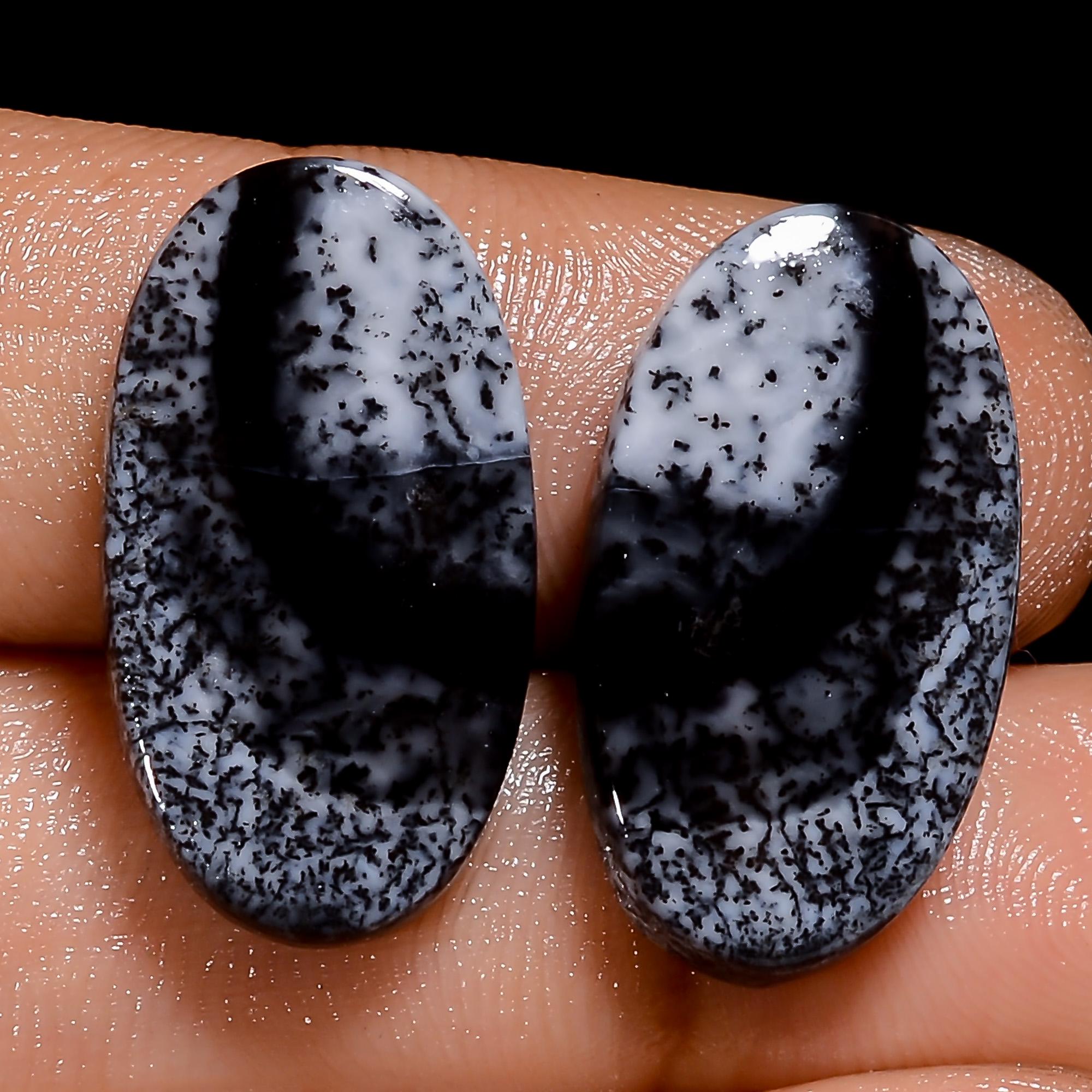 Natural Dendrite Opal Gemstone Pair, Mix Shape, Handmade Jewelry Supply - image 7