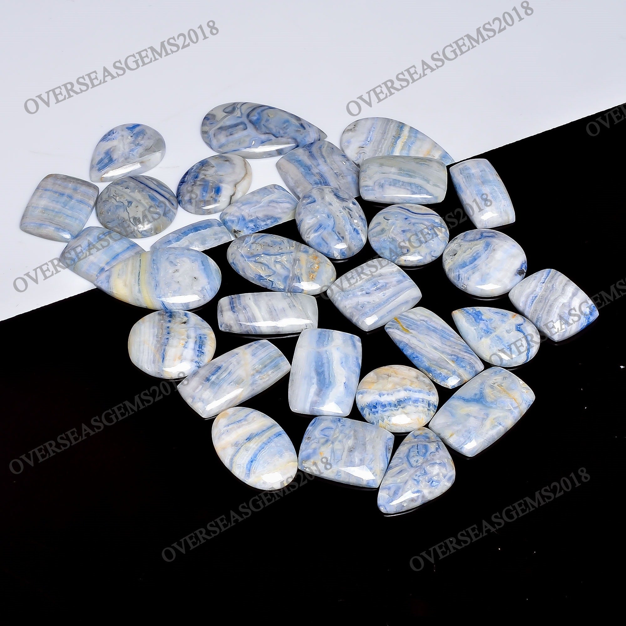 Blue Scheelite Cabochon Lot, Mix Shape, DIY Jewelry Making - image 2
