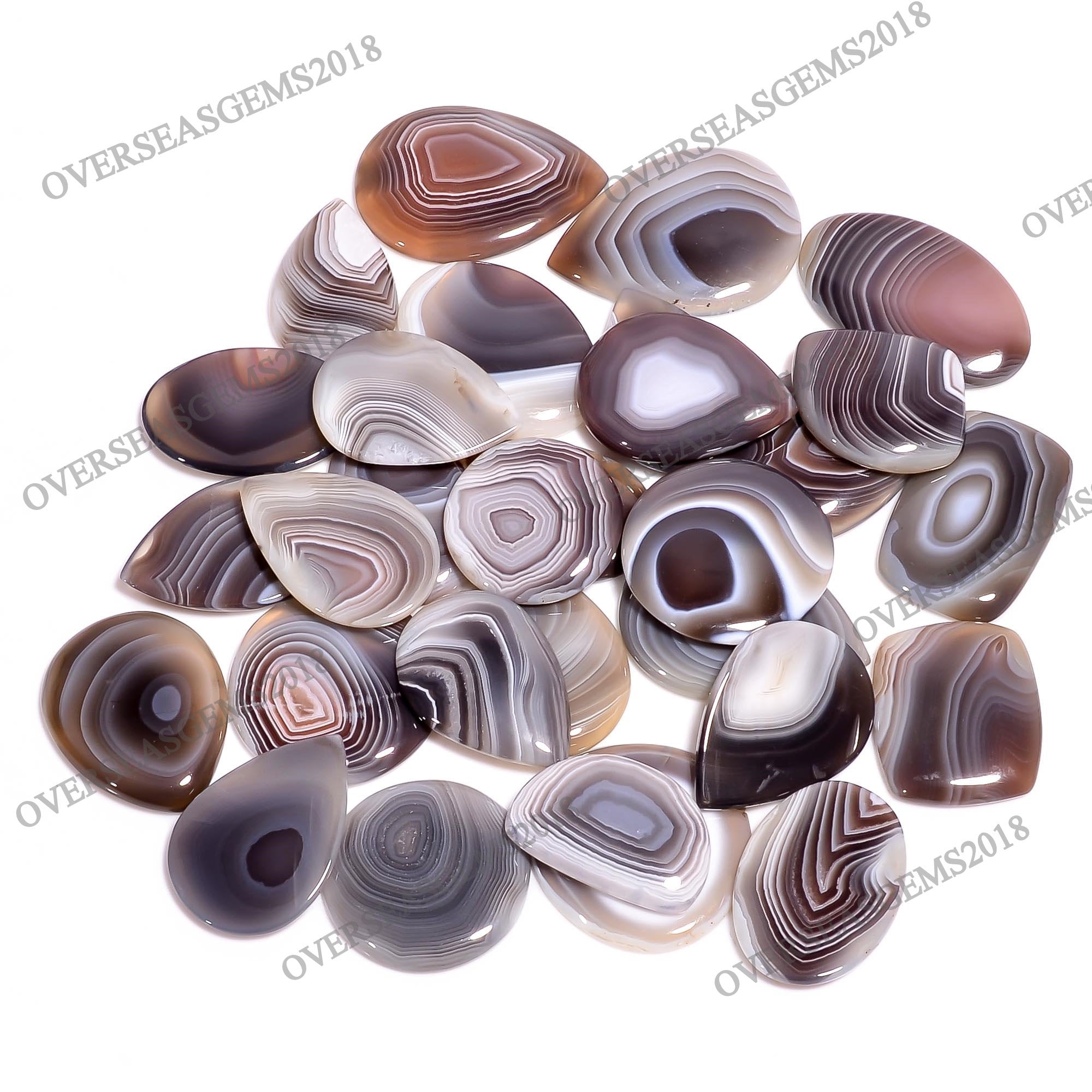 Botswana Agate Cabochon: Bulk Gemstone for DIY Jewelry (18-25mm Mix Shape AAA Grade Crystal