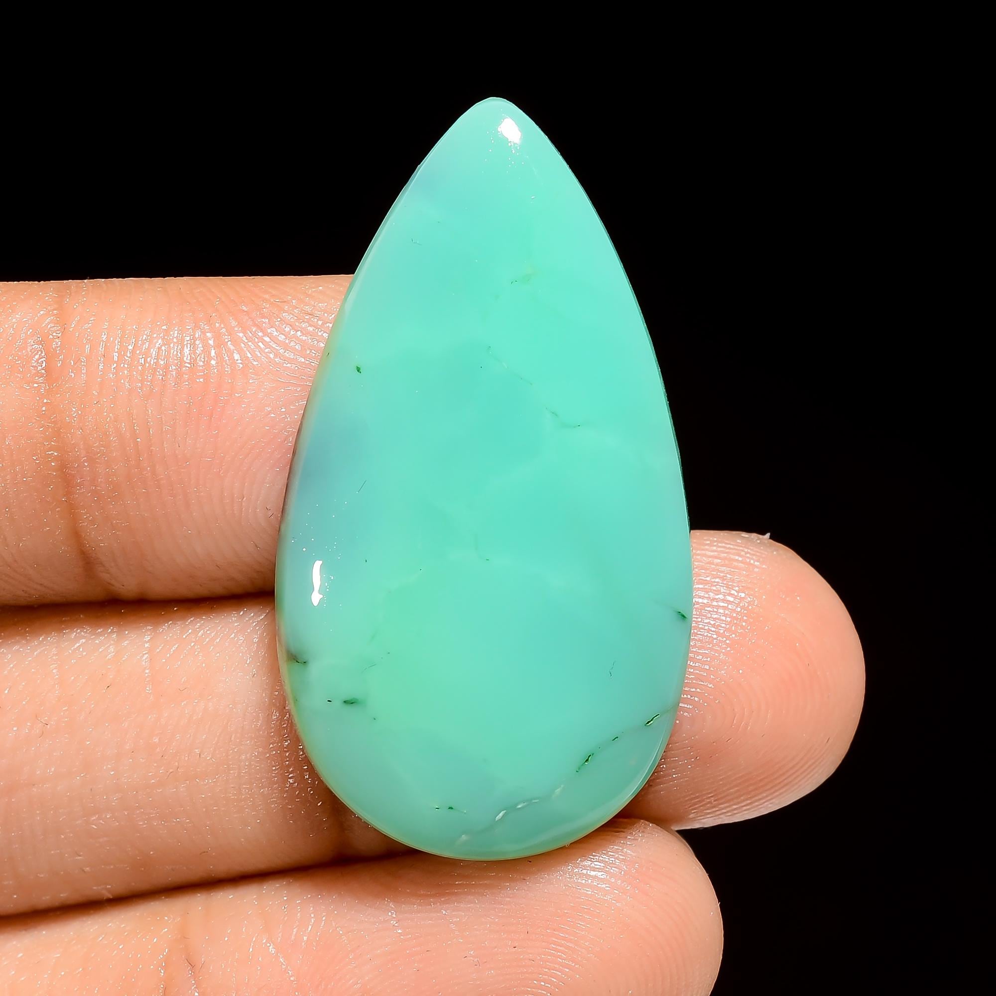Natural Green Chrysoprase Cabochon, Oval Loose Stone