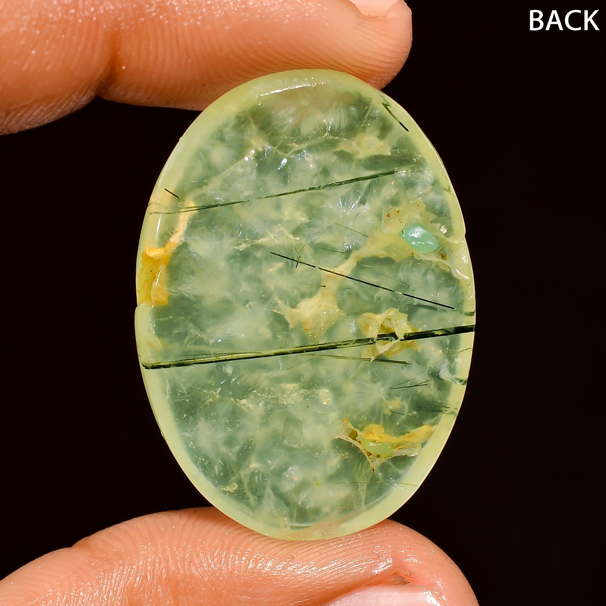 AAA Green Prehnite Cabochon, Natural Loose Gemstone 35x25x7mm - image 2