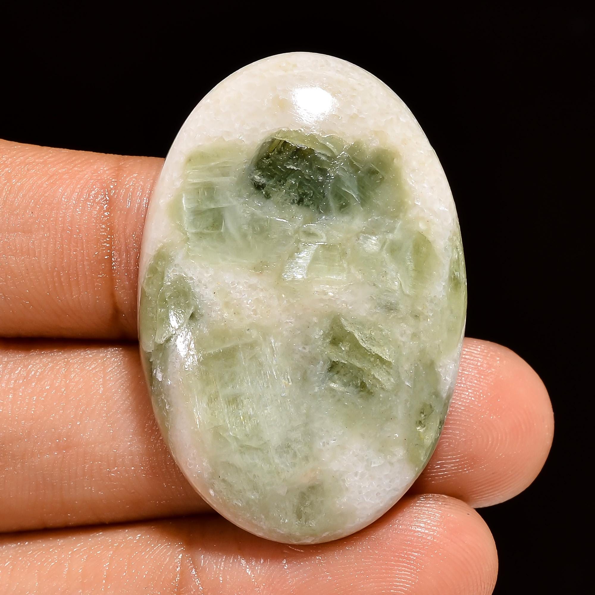 AAA Green Tourmaline Quartz Cabochon: Loose Gemstone for Jewelry Making