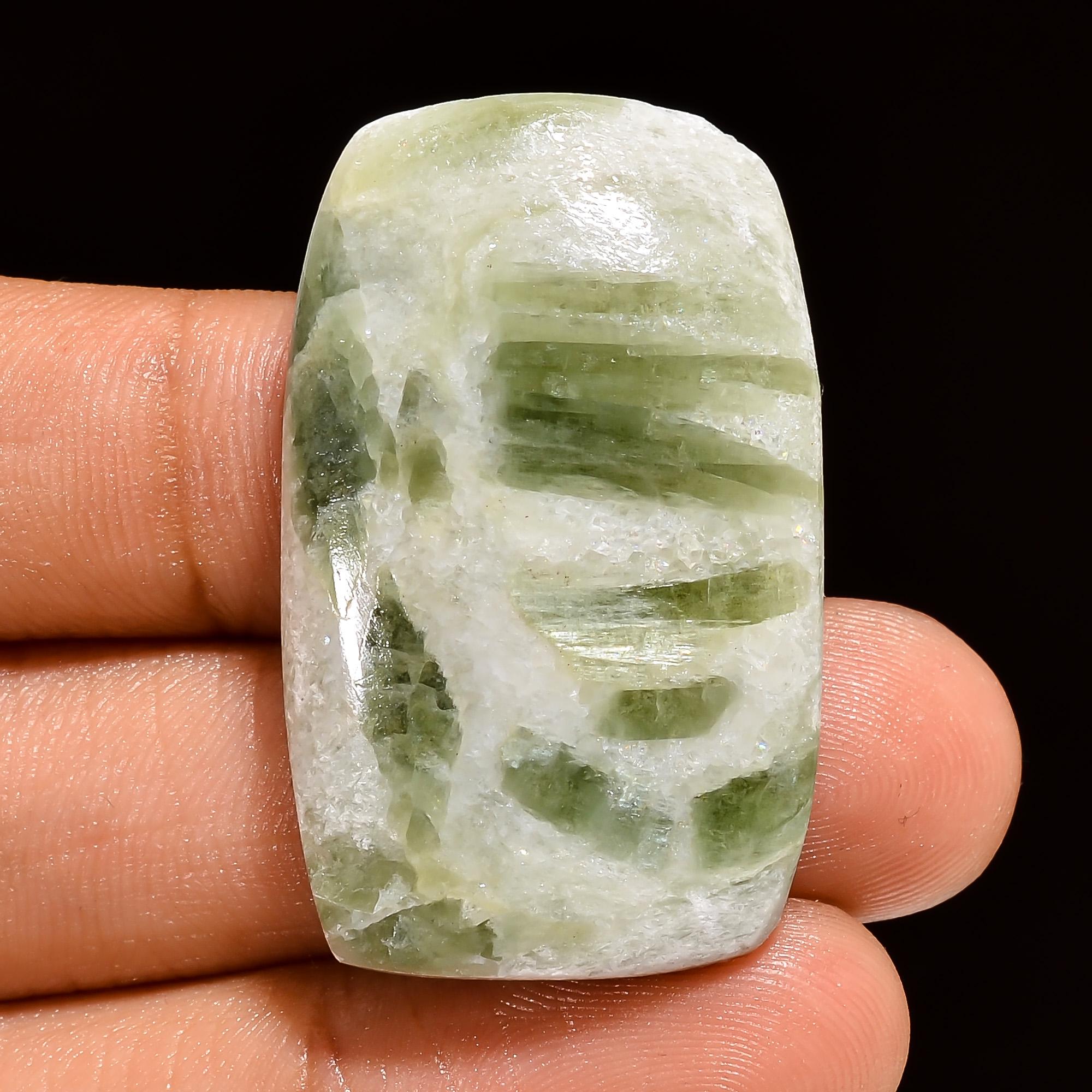 AAA Green Tourmaline Quartz Cabochon: Loose Gemstone for Jewelry Making - image 2