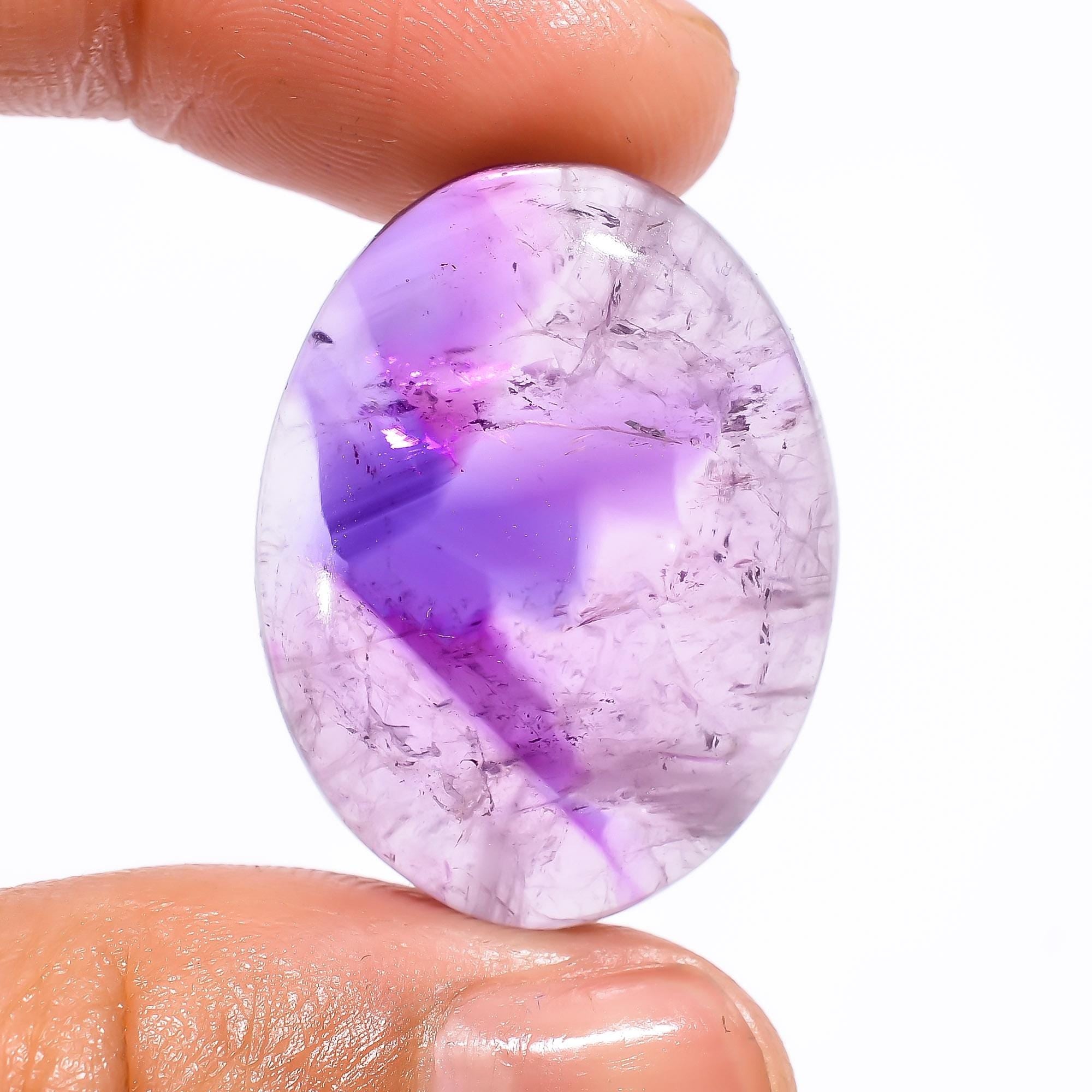 AAA Trapiche Amethyst Gemstone Cabochon, Unique Star Chevron Crystal (27x21x7 mm)