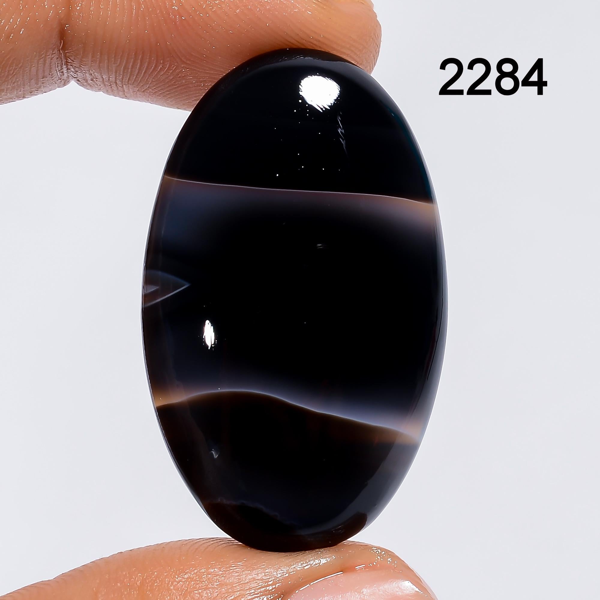 AAA Black Banded Agate Cabochon, Jewelry Making Supply - image 6