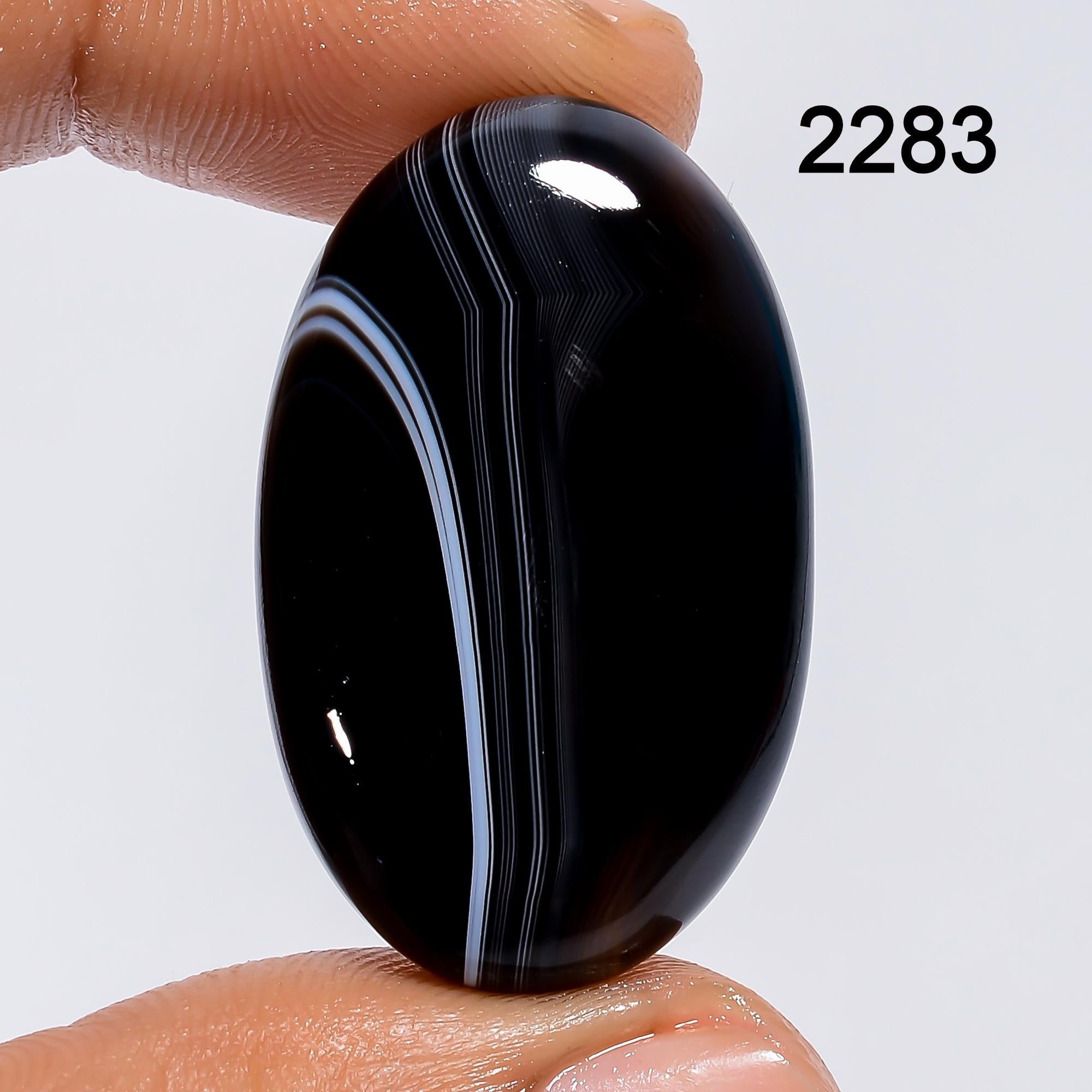 AAA Black Banded Agate Cabochon, Jewelry Making Supply - image 5