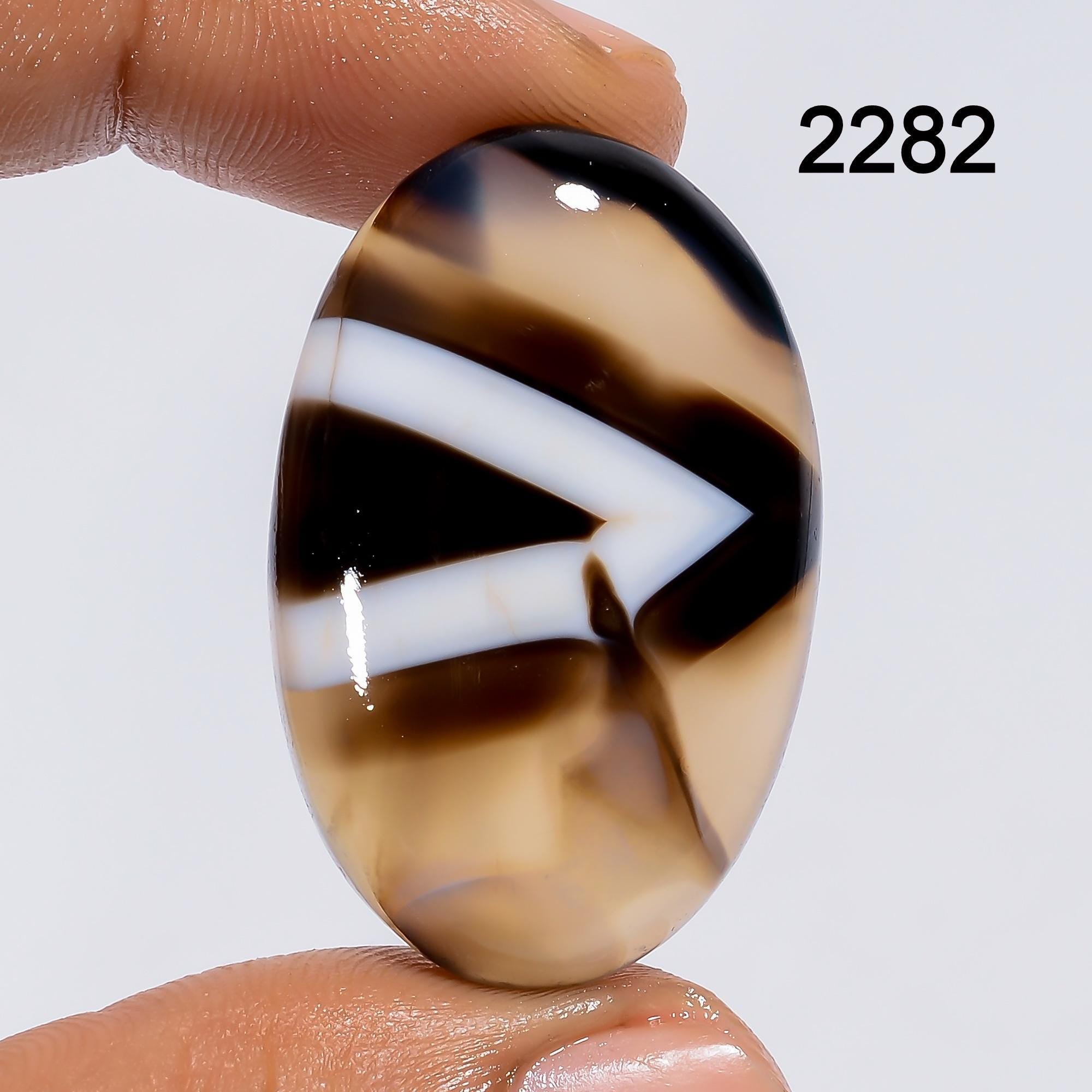 AAA Black Banded Agate Cabochon, Jewelry Making Supply - image 4