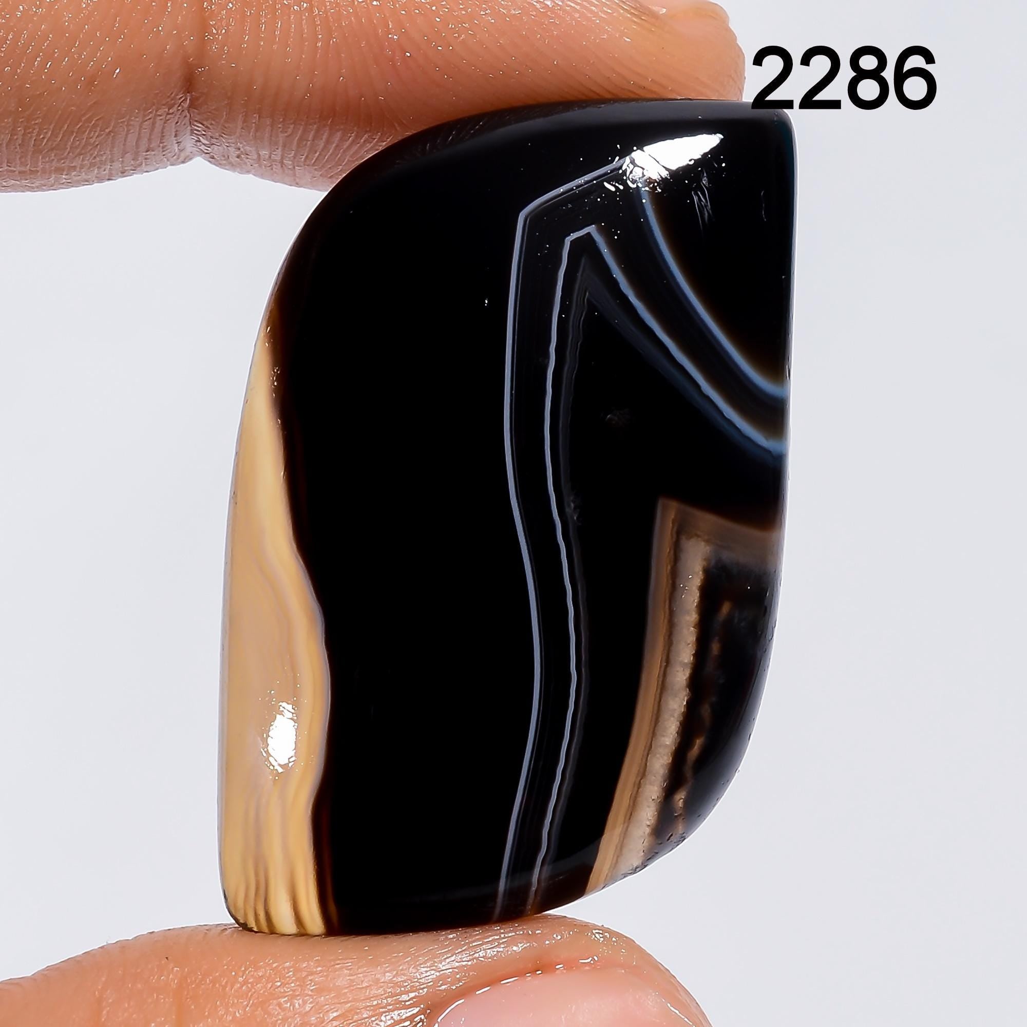 AAA Black Banded Agate Cabochon, Jewelry Making Supply - image 8