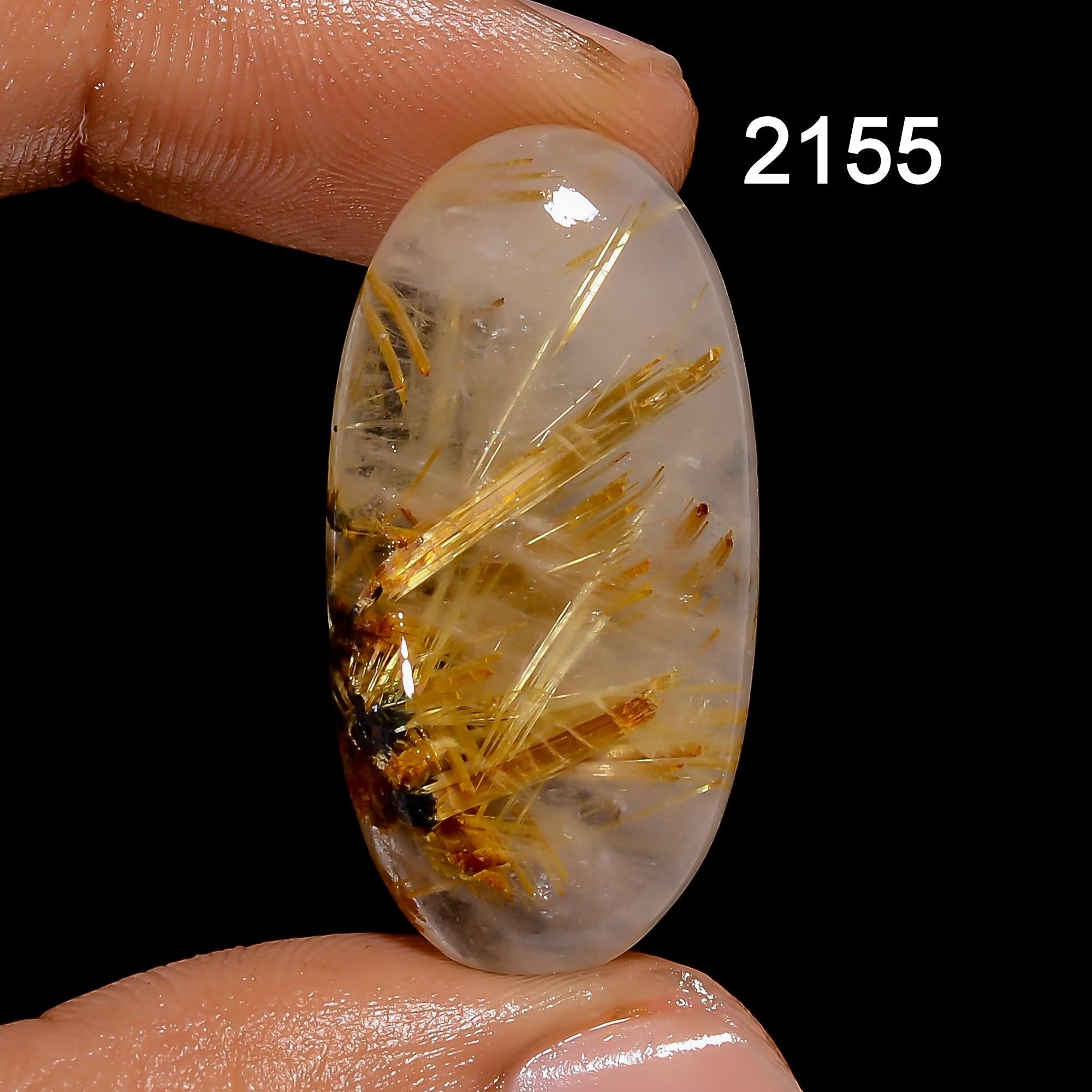 Natural Golden Rutile Quartz Cabochon, Mix Gemstone Pendant Jewelry Making Healing Crystal. - image 2